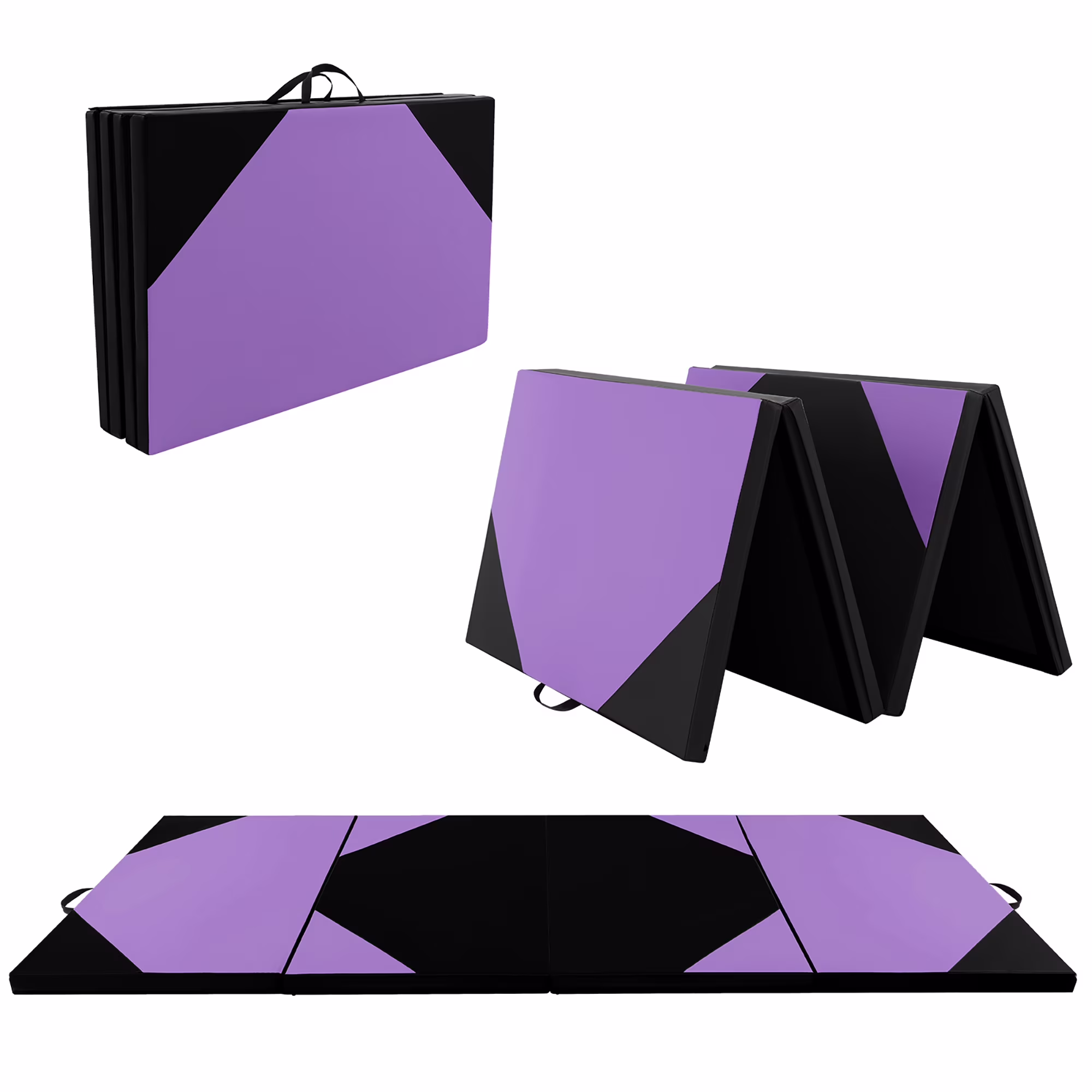 Gymax 10' x 4' x 2'' 4-Panel Folding Gymnastics Exercise Mat w/ Hook & Loop Fasteners Blue - image 4