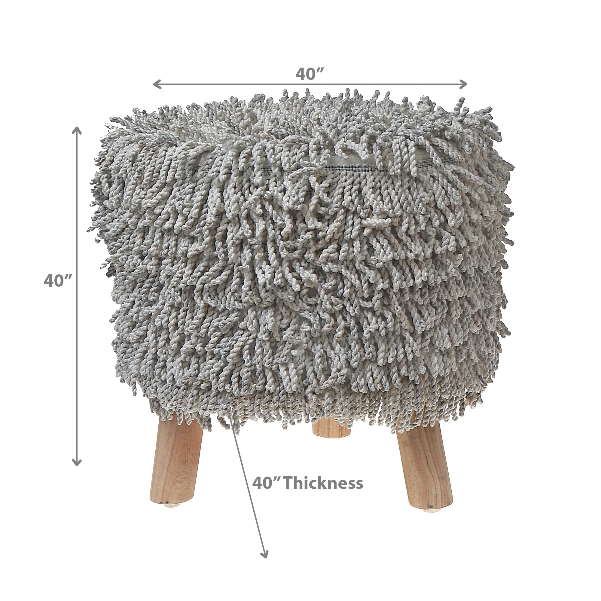 Maison Concepts Long Sag Handwoven Pouf Wooden Stand Light Grey (Multi) 40" X 40" X 40" - image 2