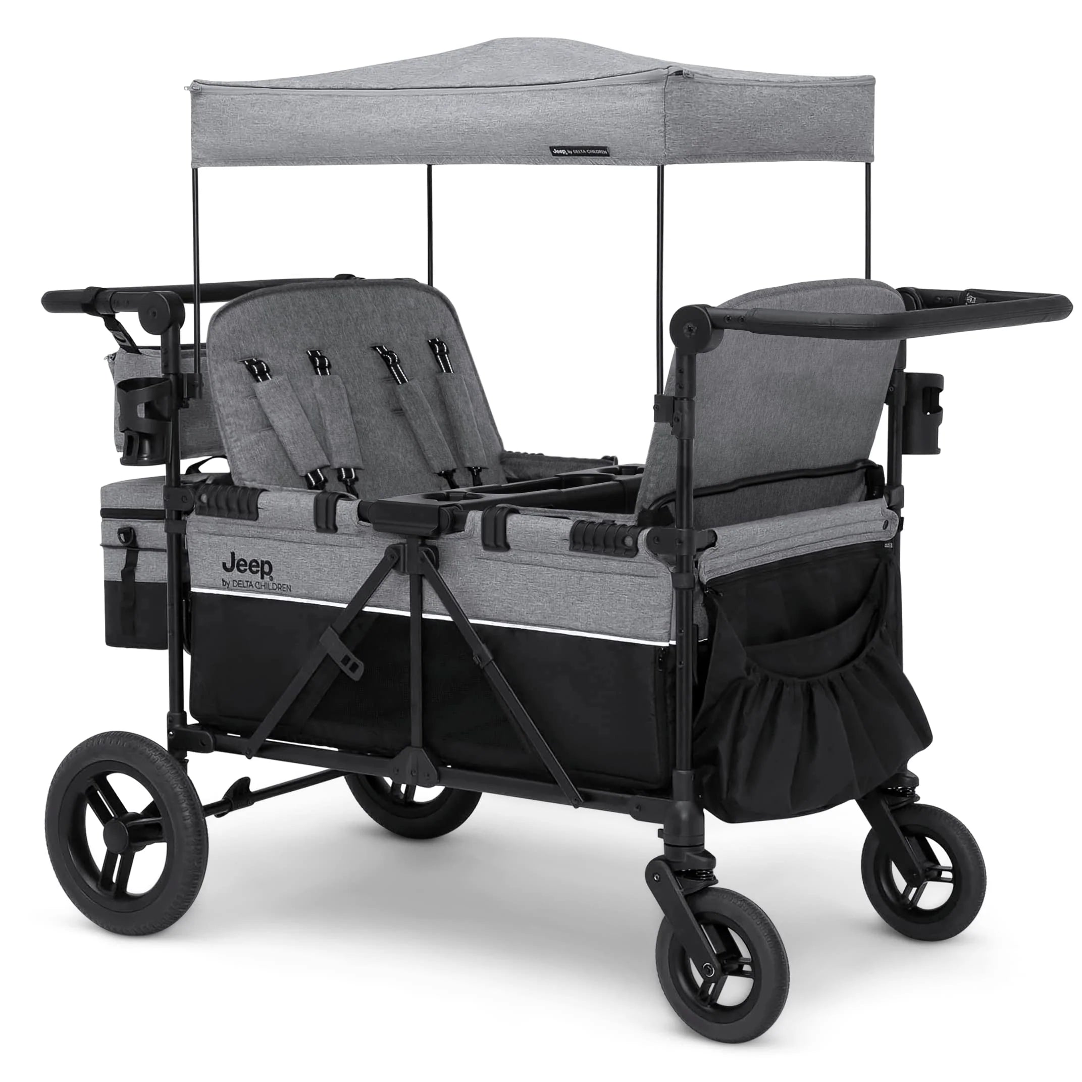 Convertible 4-Kid Wagon Stroller with 5 Seating Options, Canopy, Storage, Cooler & Safety Harnesses - product image 1