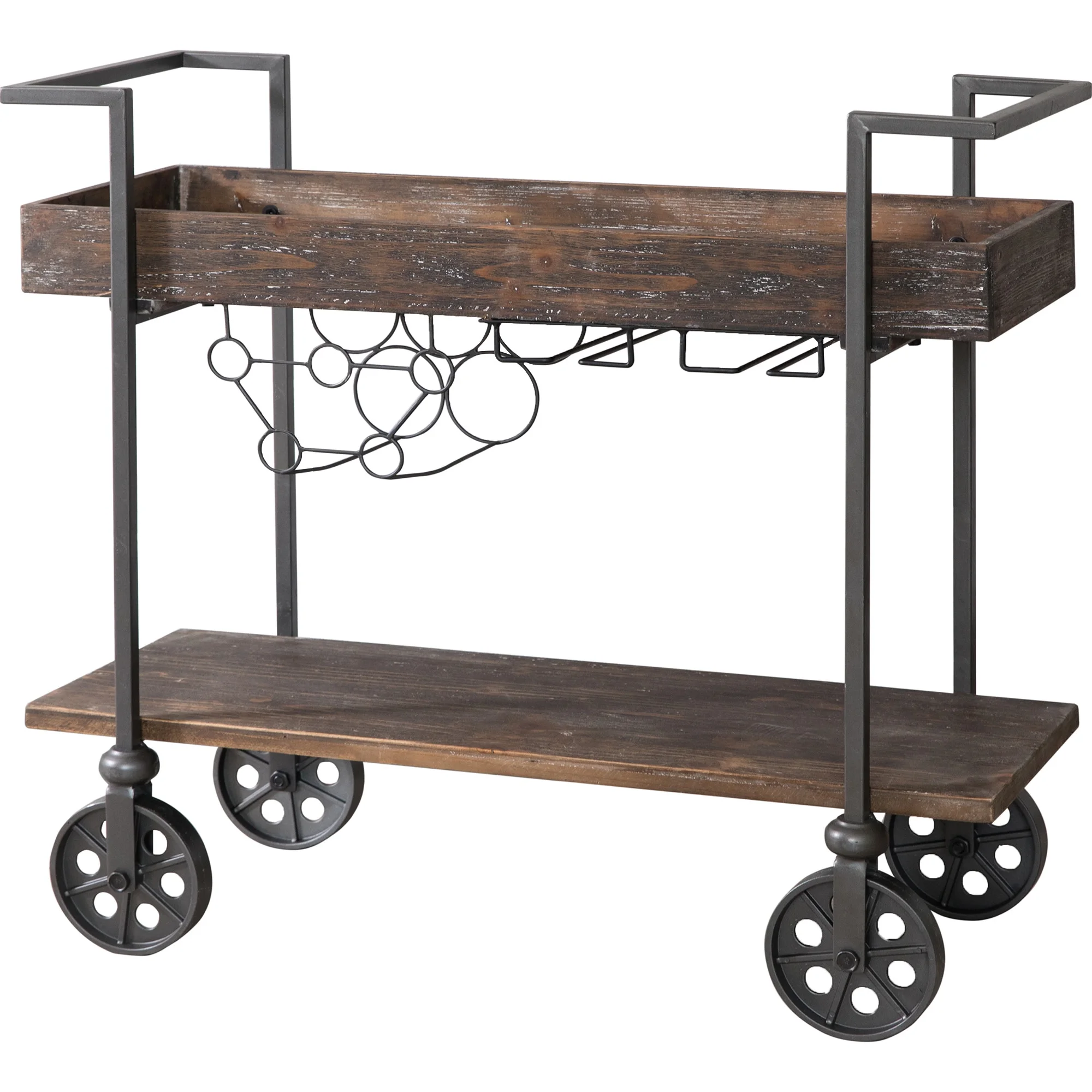 FirsTime & Co. Brown Factory Row Bar Cart, Industrial, Metal, 29.75 x 14.25 x 29.75 in - image 2