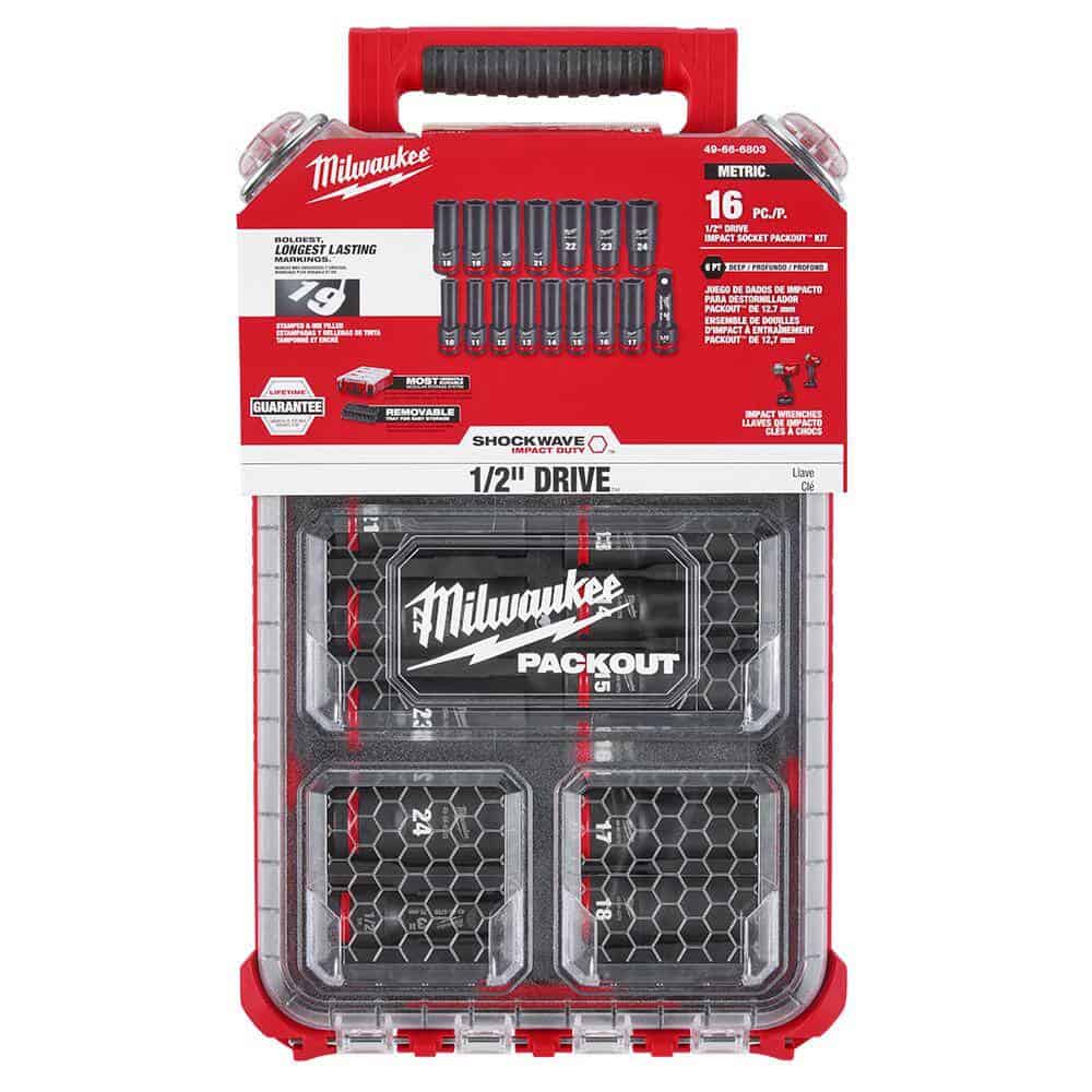 1/2 in. Drive SAE/Metric Ratchet Socket Tool Set 1/2 in. Drive Metric Deep Well PACKOUT Impact Socket Set (63-Piece) - product image 3