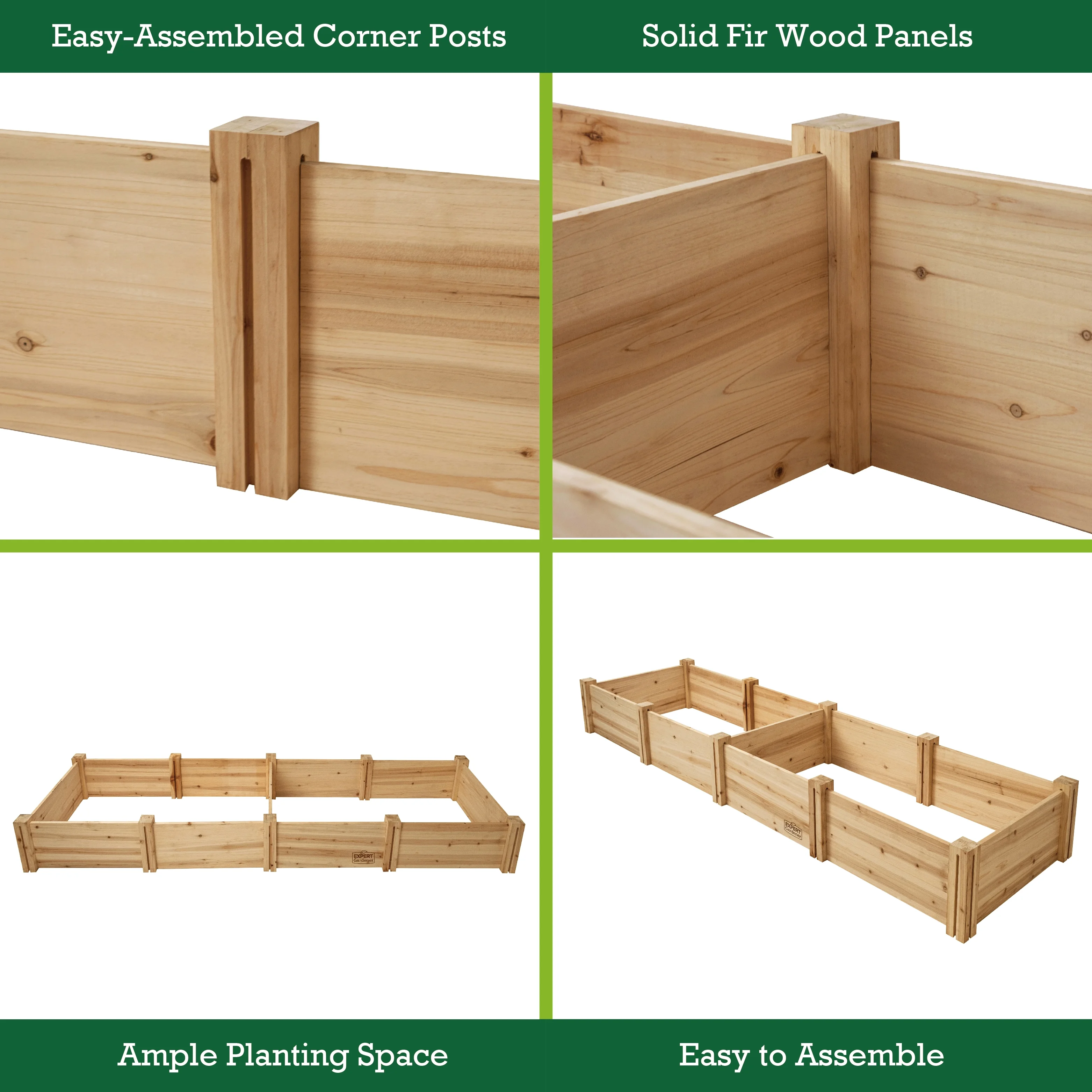 Expert Gardener Outdoor Wood Garden Bed, 7.4 ft L x 2 ft W x 10.6 in H - image 3