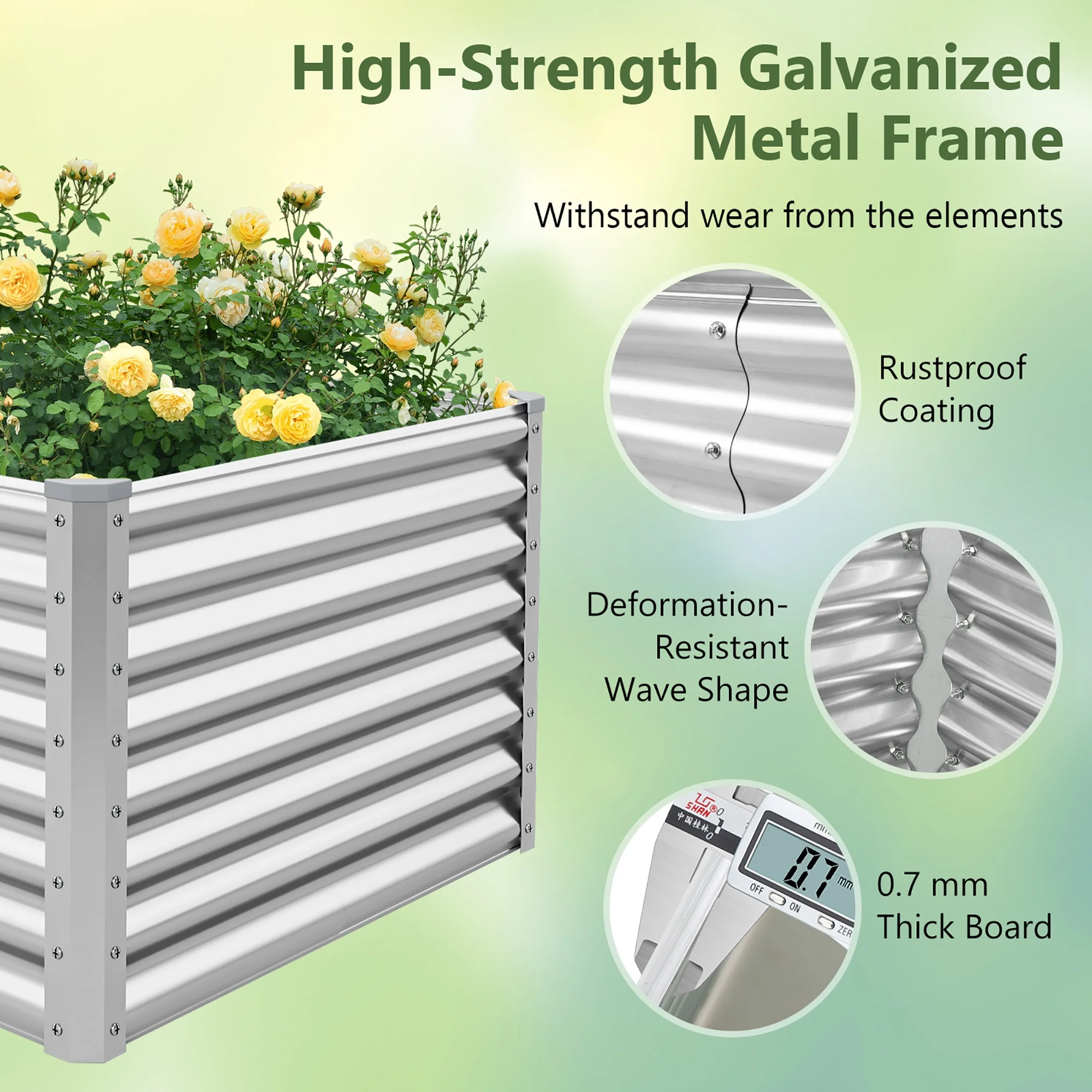 Gymax Raised Garden Bed Large Metal Planter Box Kit for Vegetable Herb 6' x 3' x 2' - image 8