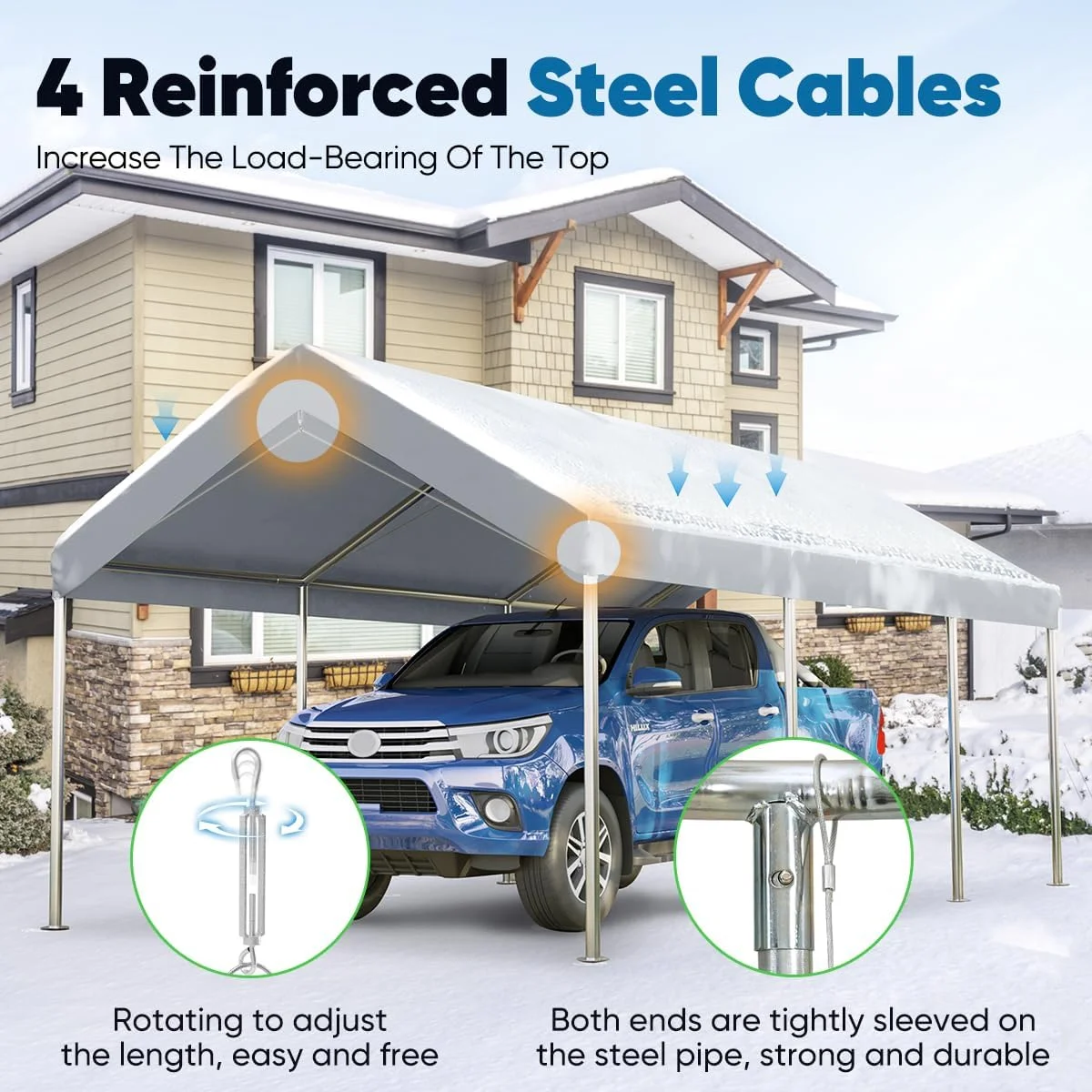 Quictent 10?x 20?x 8.7?Silver Gray Carport - image 8