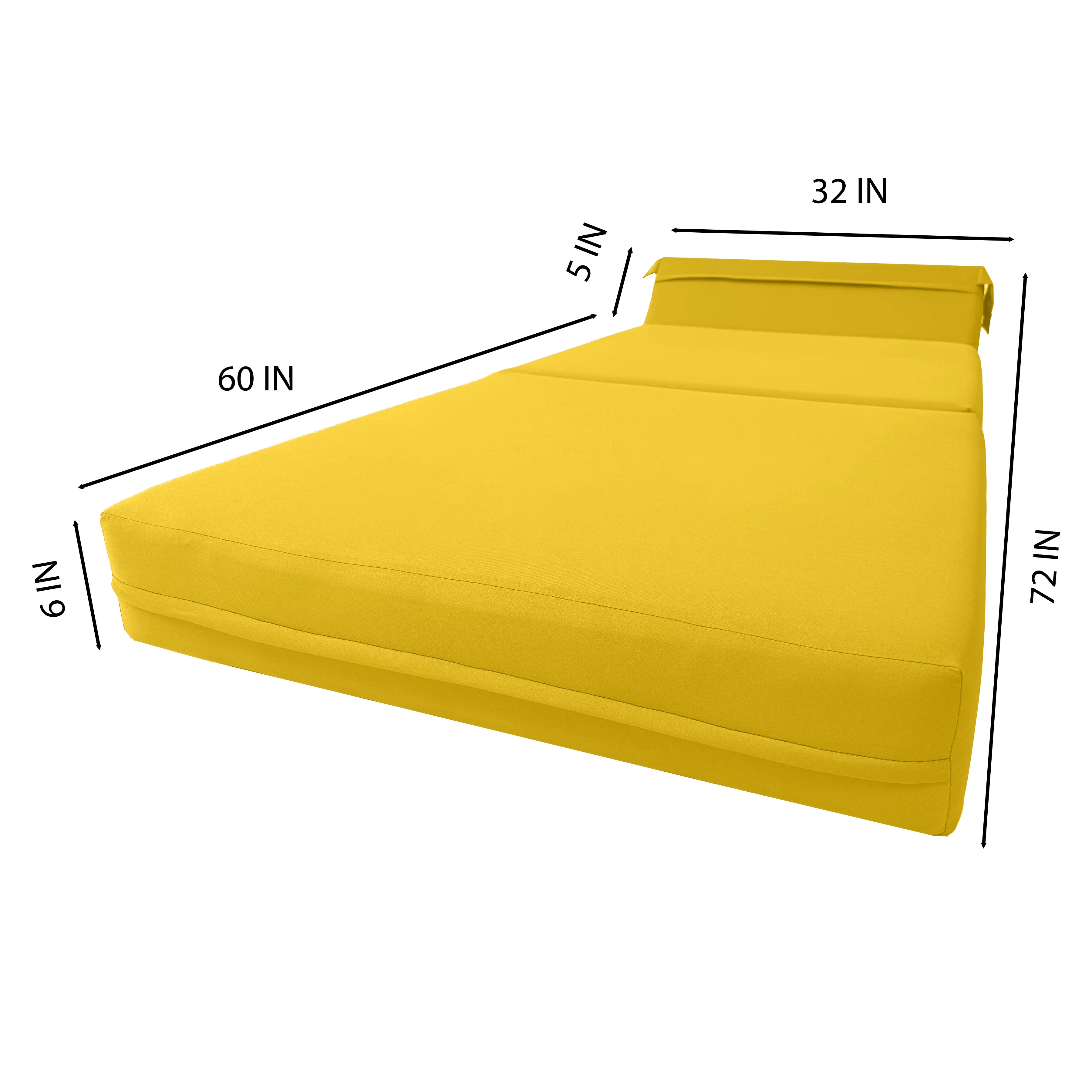 Yellow Sleeper Chair Folding Foam Beds, Portable Studio Sofa Guest Bed, 6 x 32 x 70 - image 5