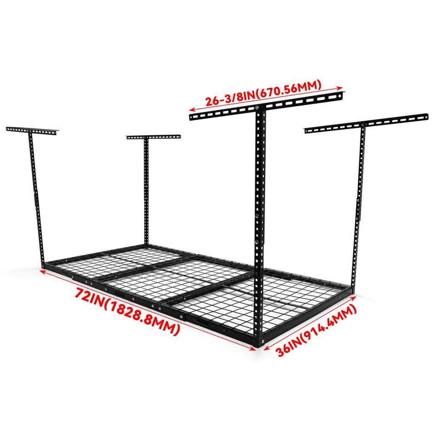 Kojem Overhead Garage Storage Rack Construction Garage Storage, 72" L x 36" W x 33" H, Black - image 4