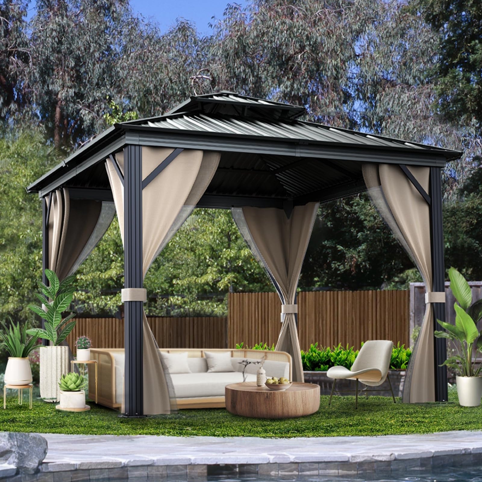 3 Person Aluminum Garden Gazebo - Waterproof Outdoor Canopy with UV Protection - product image 2