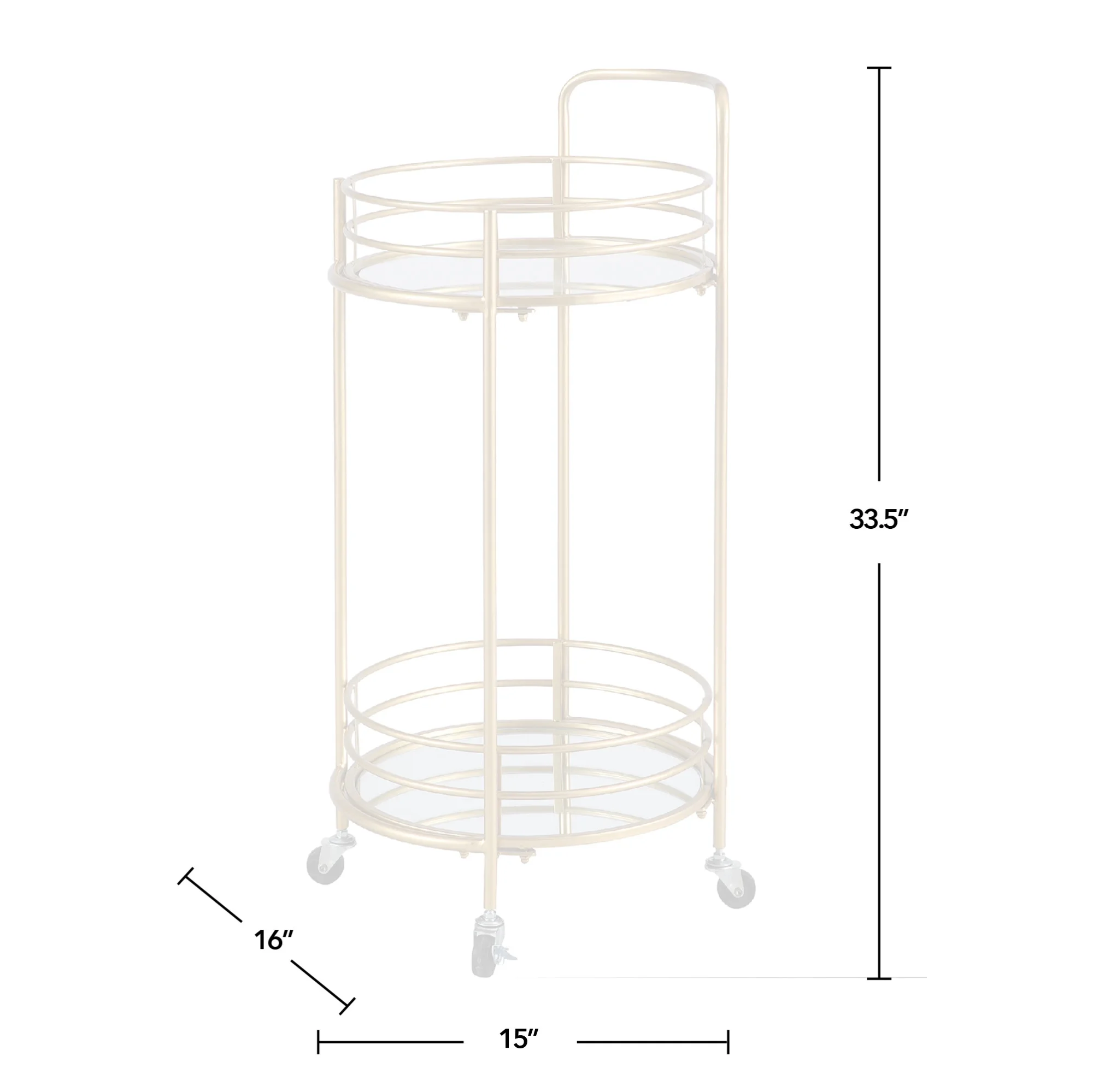 FirsTime & Co. Gold Joliet Mirrored Bar Cart, Industrial, Metal, 16 x 16 x 33.5 in - image 4