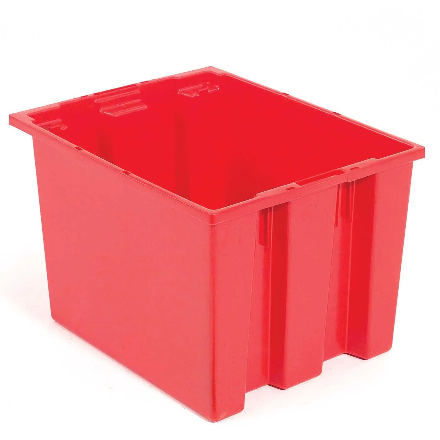Global Industrial 5248502 Plastic Stack & Nest Storage Container No Lid - 19.5 x 15.5 x 13 in. - Red - image 3