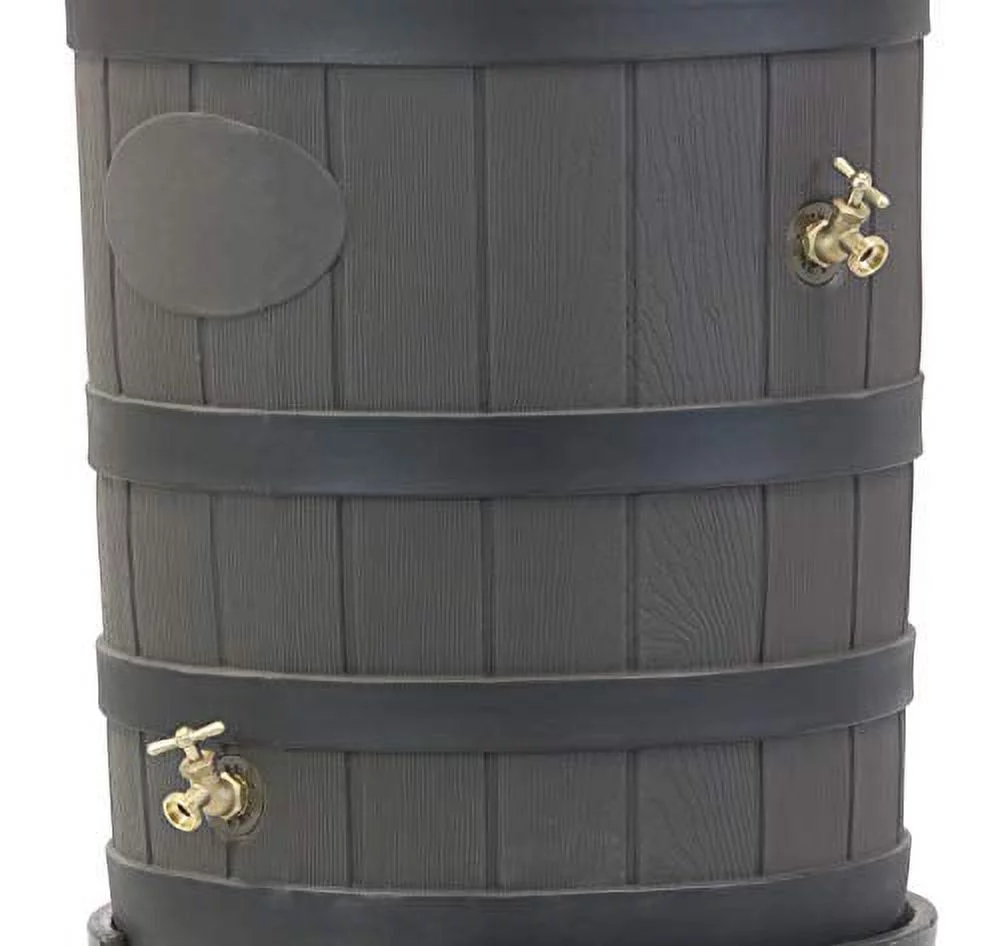 50 Gallon Rain Barrel - Decorative Stone Texture Rainwater Collection Barrel with Brass Spigots - product image 2