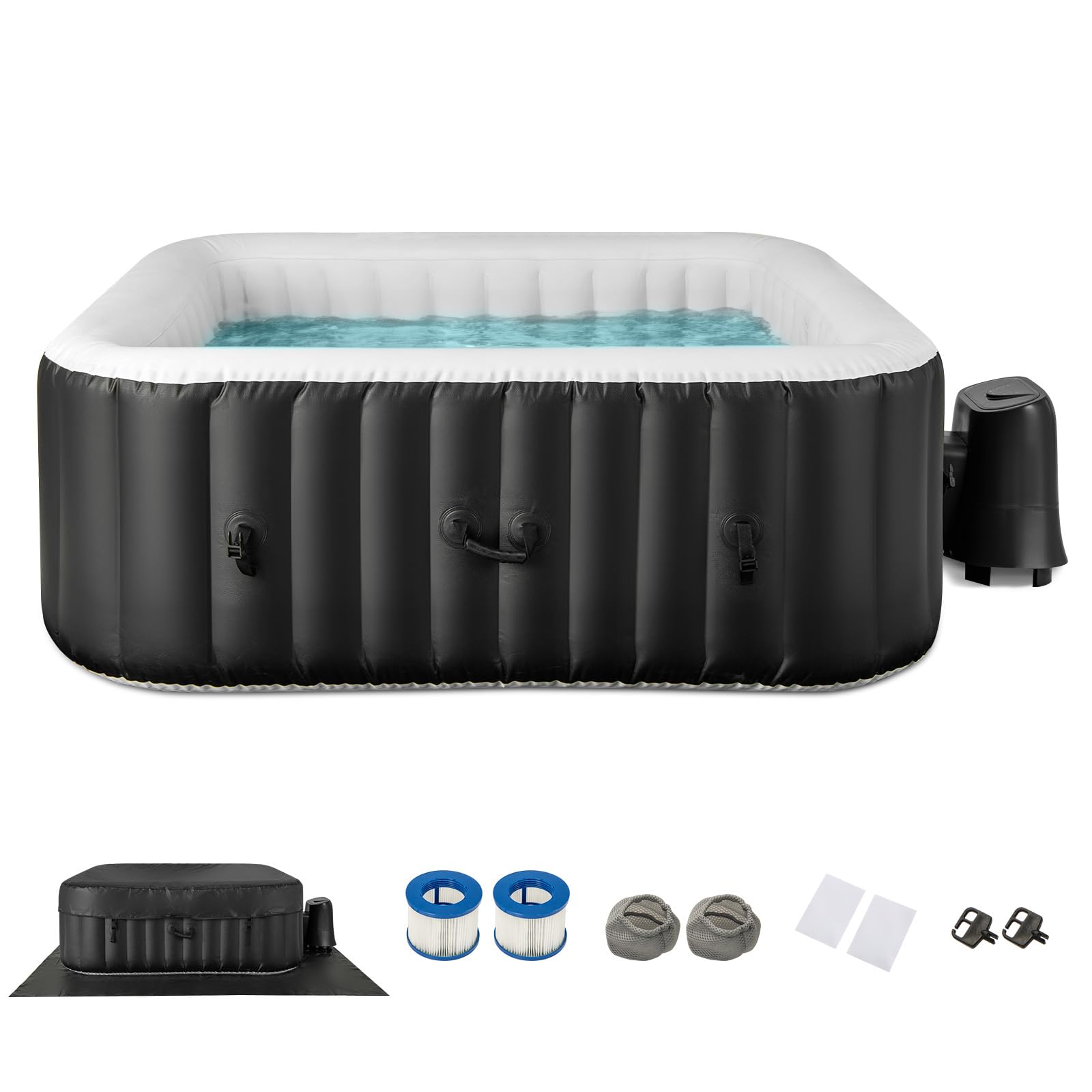 4-6 Person Inflatable Hot Tub Spa - 130 Air Jets Bubble Massage Portable Outdoor Jacuzzi with Heater - product image 1