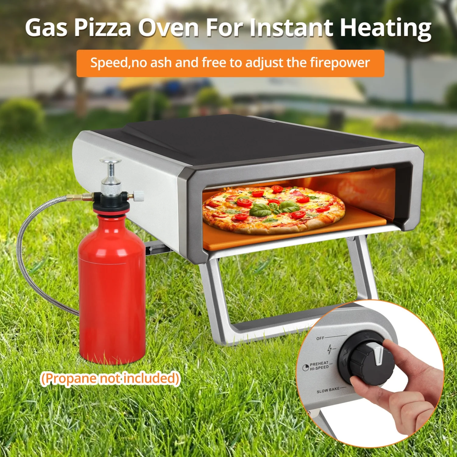 Wildbreak Ourdoor Gas Propane Pizza Oven, 22.8 x 16.5 x 7.1", With Accessories Kit, Silver & Black - image 5