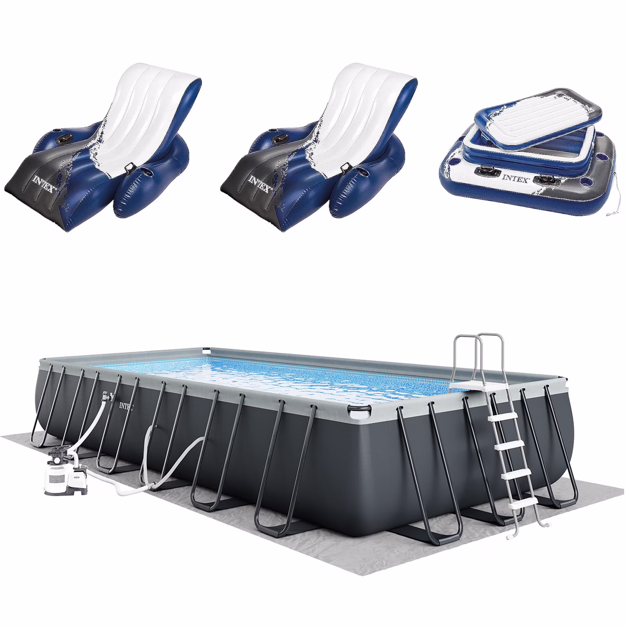INTEX 24ft x 12ft x 52in Ultra XTR Above Ground Pool, Floats (2 Pack), & Inflatable Cooler - image 1