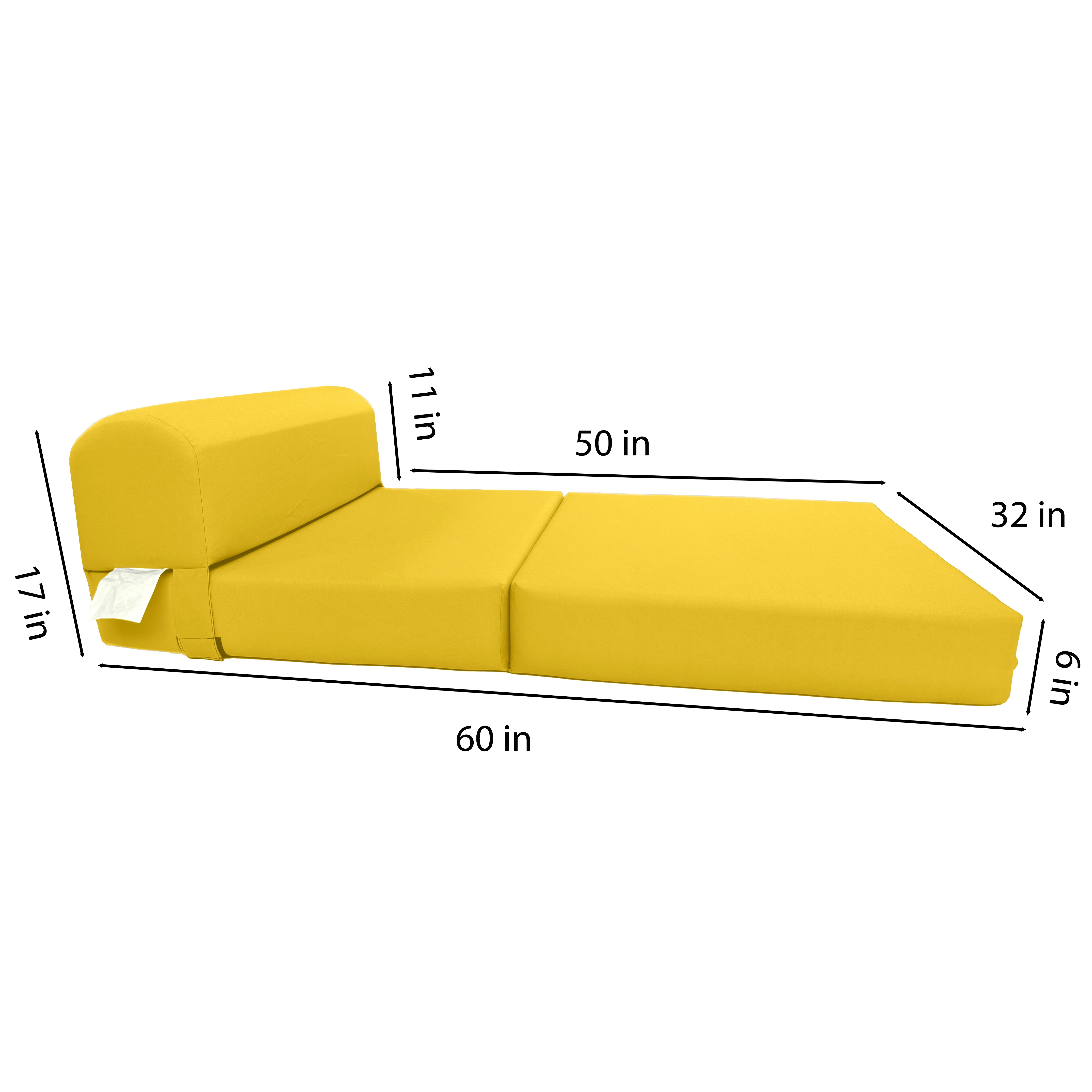 Yellow Sleeper Chair Folding Foam Beds, Portable Studio Sofa Guest Bed, 6 x 32 x 70 - image 3
