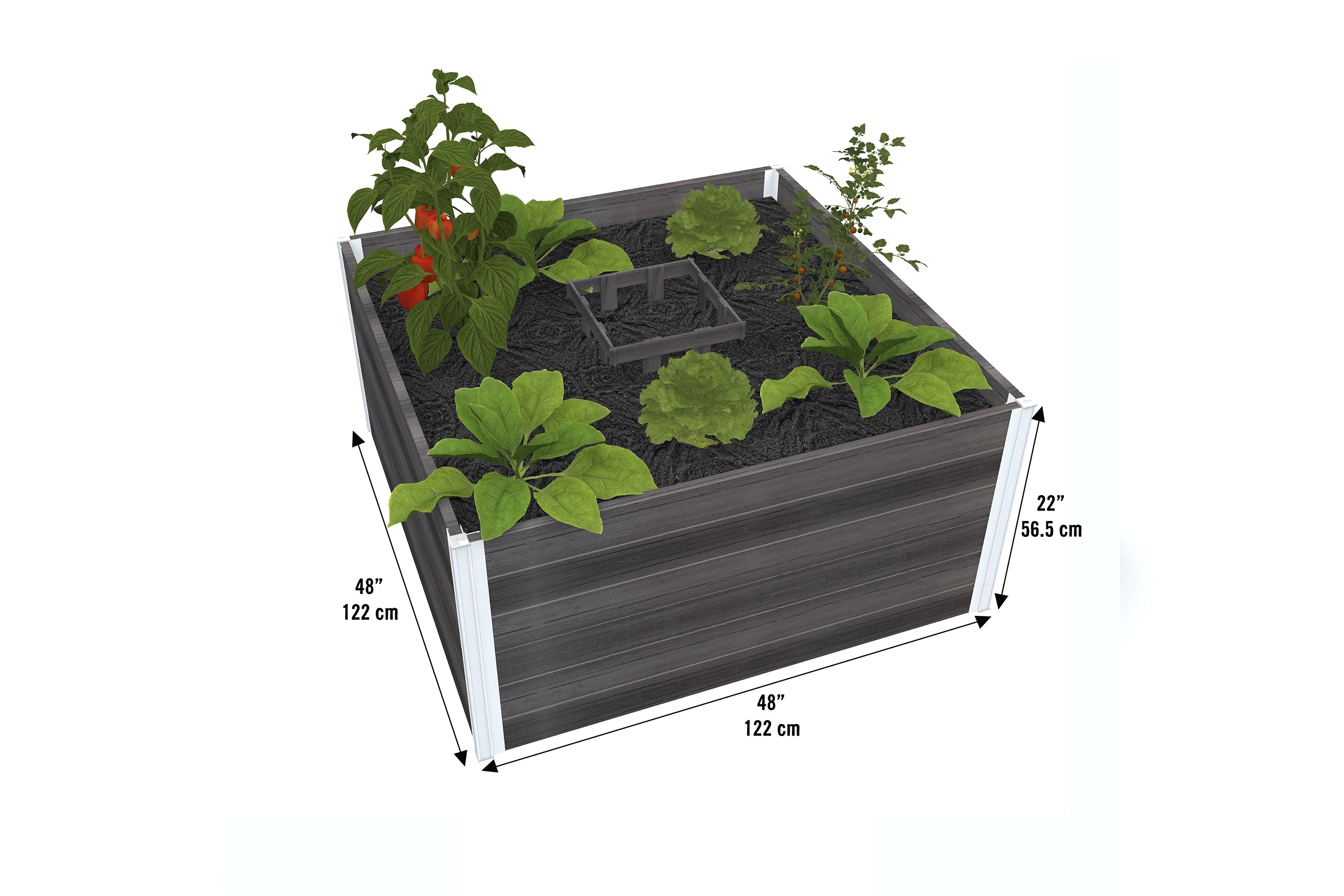 Vita Urbana 4'L x 4'W x 22"H Vinyl Keyhole Composting Garden, Espresso Brown, VT17501 - image 3