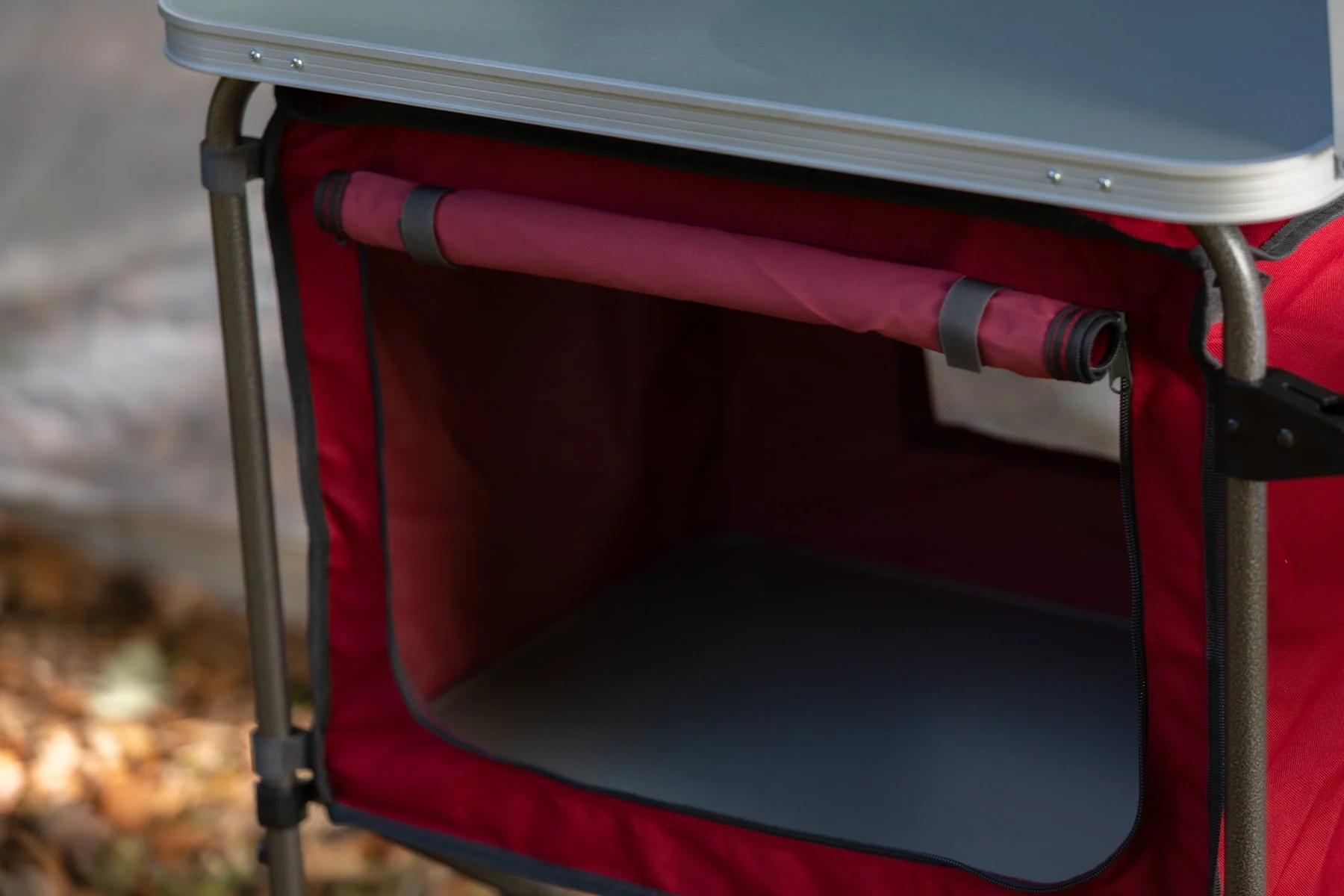 Trail Deluxe Camping Kitchen with Storage, Silver and Red, 31 Height" x 13 width" x 8.25 length" - image 7