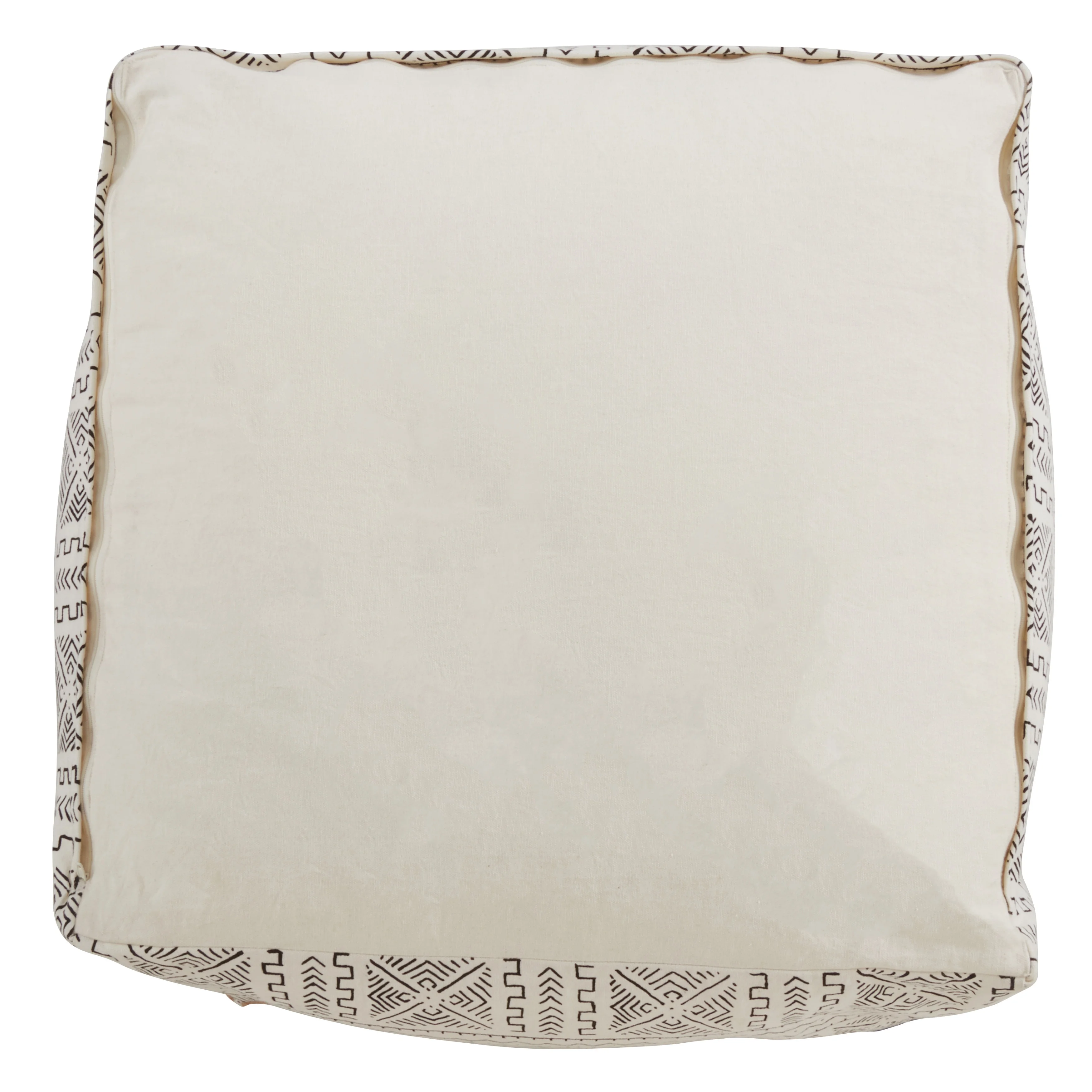 Saro Lifestyle PU663.W 20 x 20 x 14 in. Abstract Design Mudcloth Pouf, White - image 3