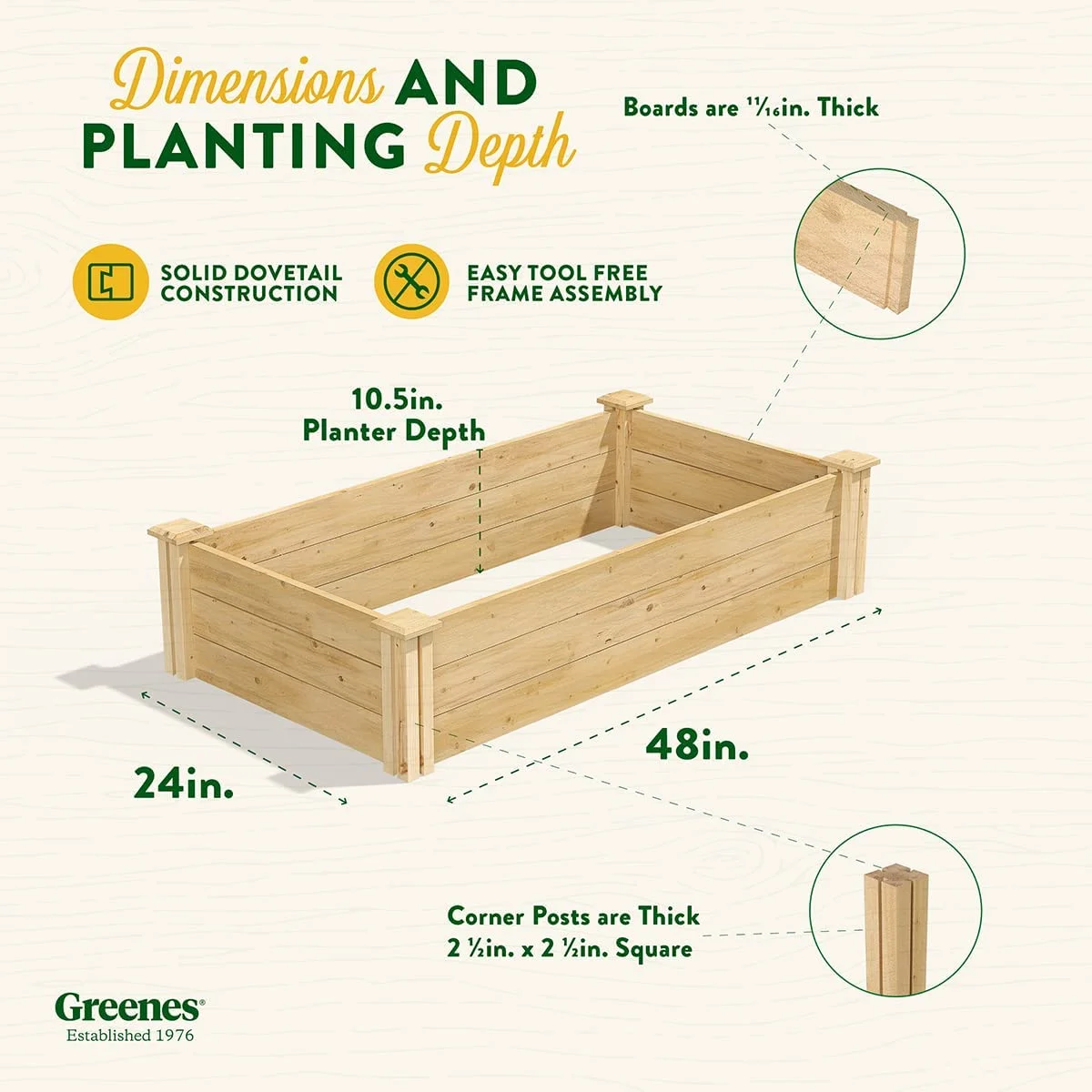 Original Cedar Raised Garden Bed, 2' x 4' x 10.5" - Made in with North Cedar - image 8