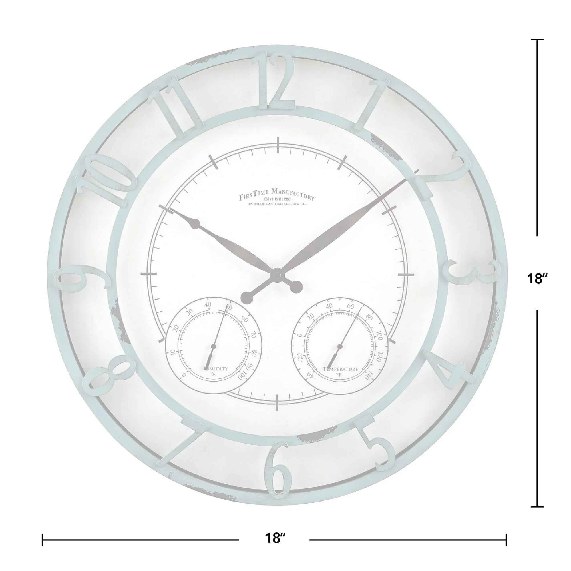 FirsTime & Co. Teal Laguna Outdoor Wall Clock, Farmhouse, Analog, 18 x 2 x 18 in - image 6