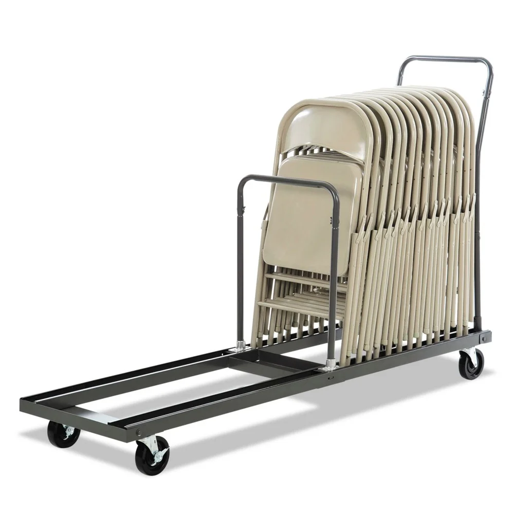 Alera ALEFTCART 20.86 in. x 50.78 in. to 72.04 in. x 43.3 in. 600 lbs. Capacity Metal Chair/Table Cart - Black - image 6