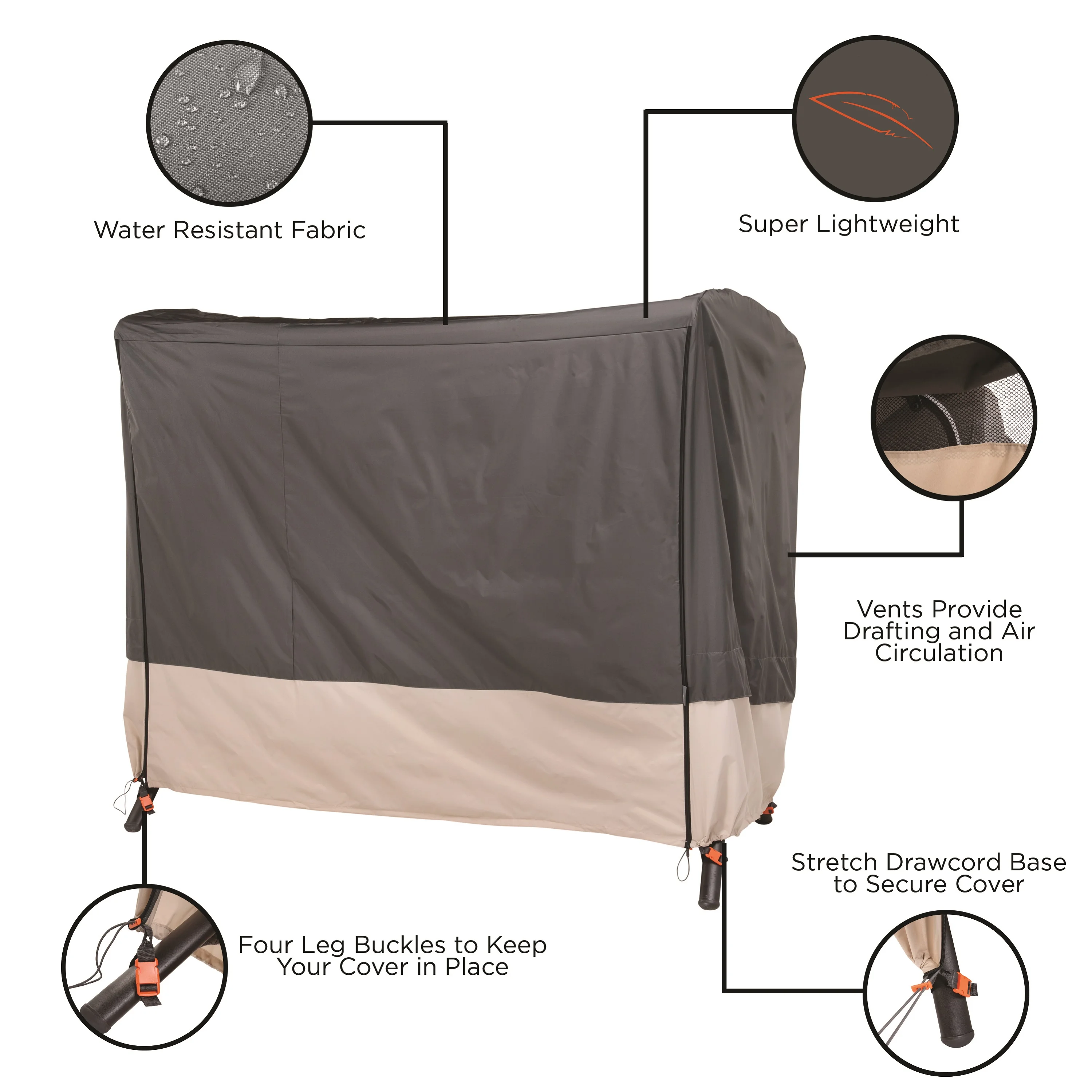 Modern Leisure Renaissance Patio Swing Cover, 81"L x 52"W x 70"H, Gray - image 3