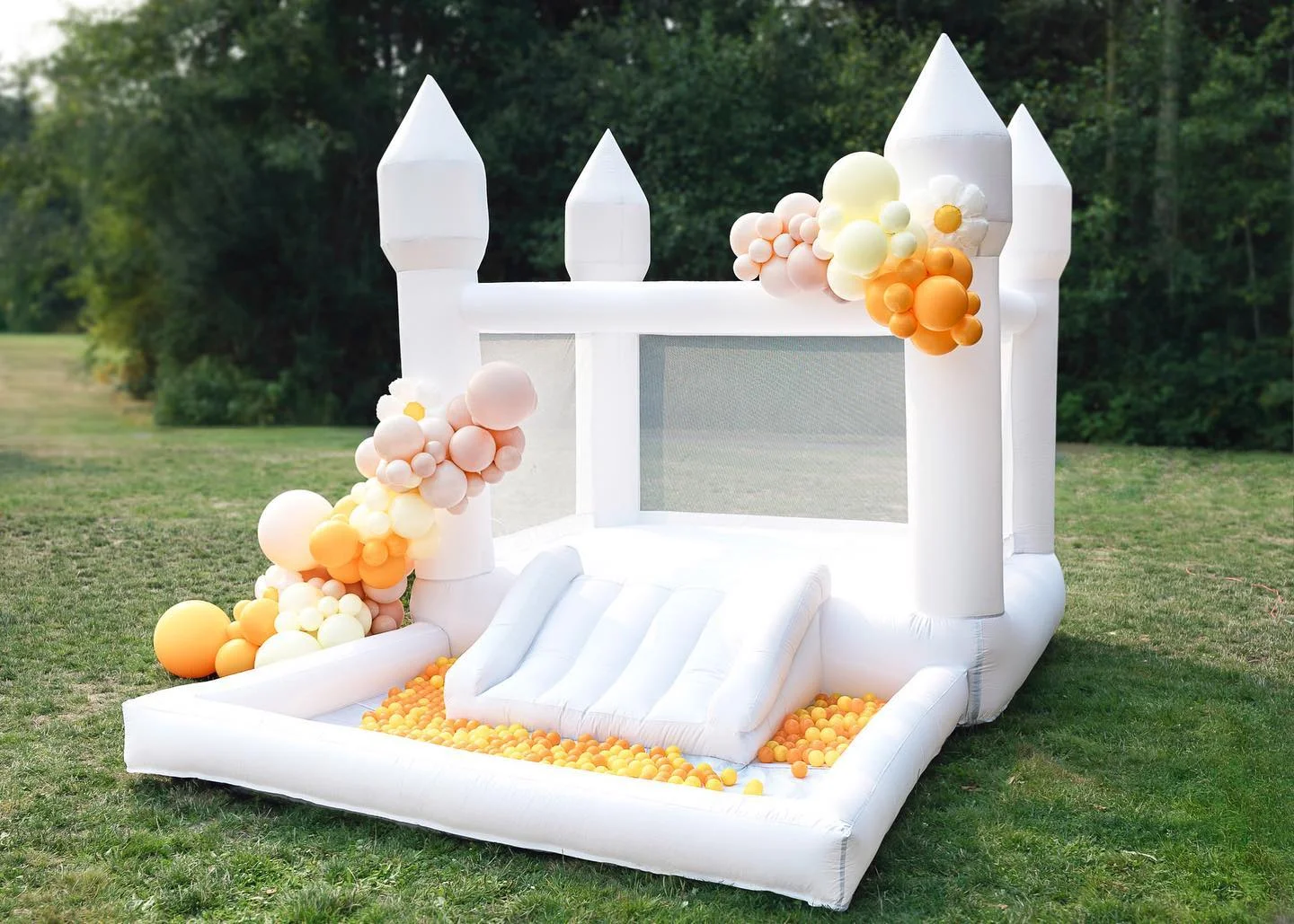Connsann White Bounce House Oxford with Air Blower & Ball Pit for Kids Birthday Party, 13' x 8' x 8' - image 7
