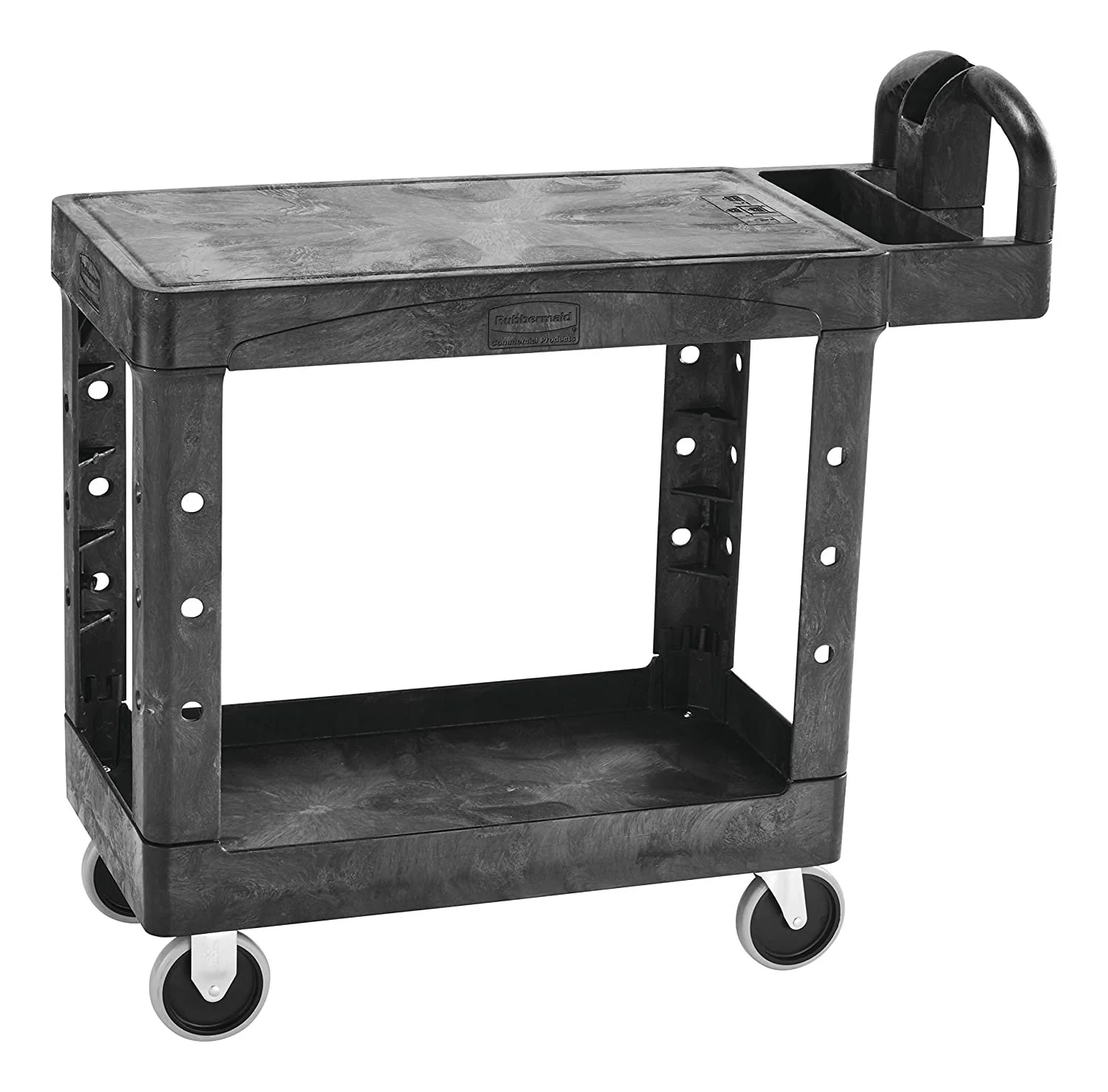 Rubbermaid Commercial Flat Shelf Utility Cart, Two-Shelf, 19.19w x 37.88d x 33.33h, Black -RCP450500BK - image 4