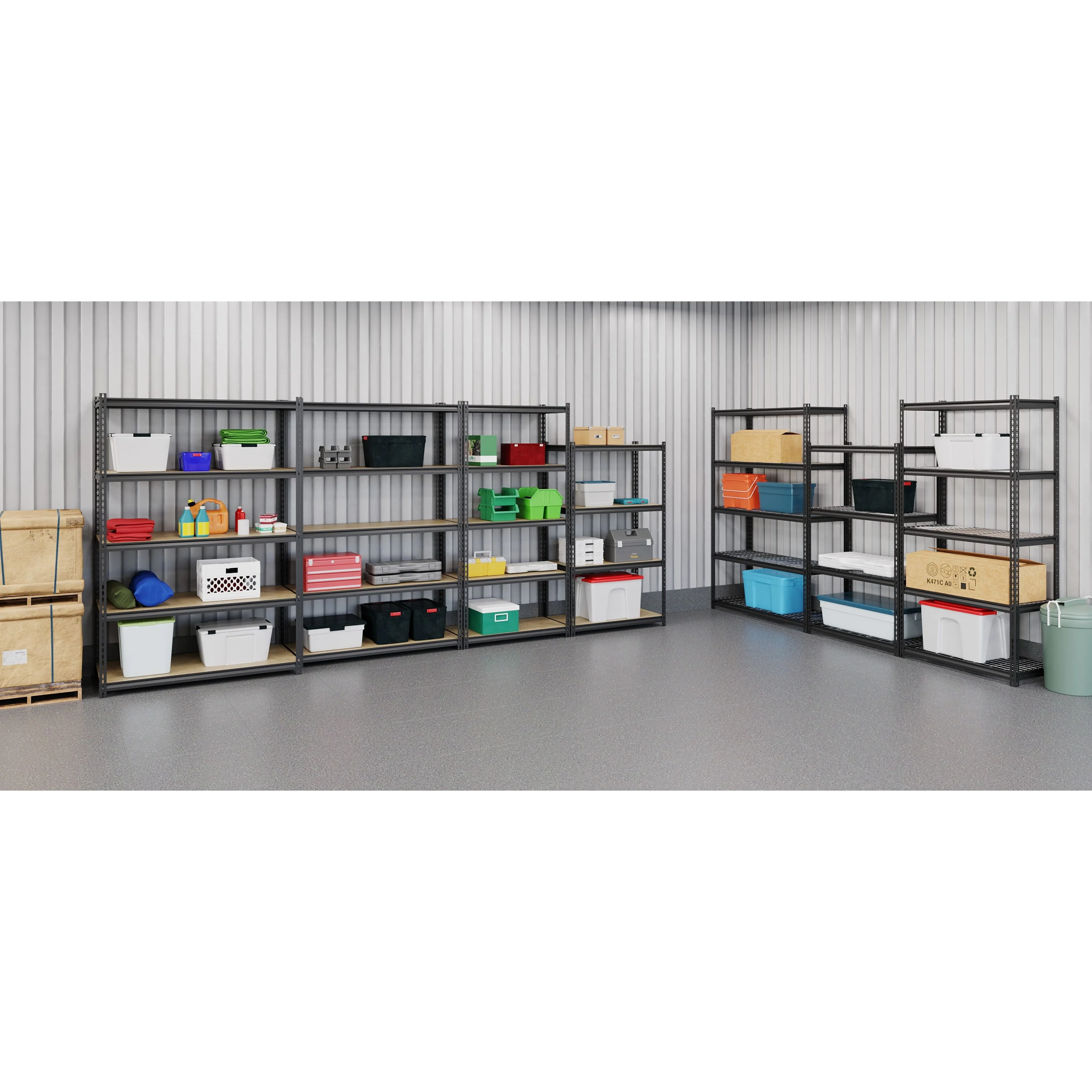 Iron Horse 2300 Riveted Steel Shelving 4-Shelf Unit, 18D x 36W x 60H, Black - image 7