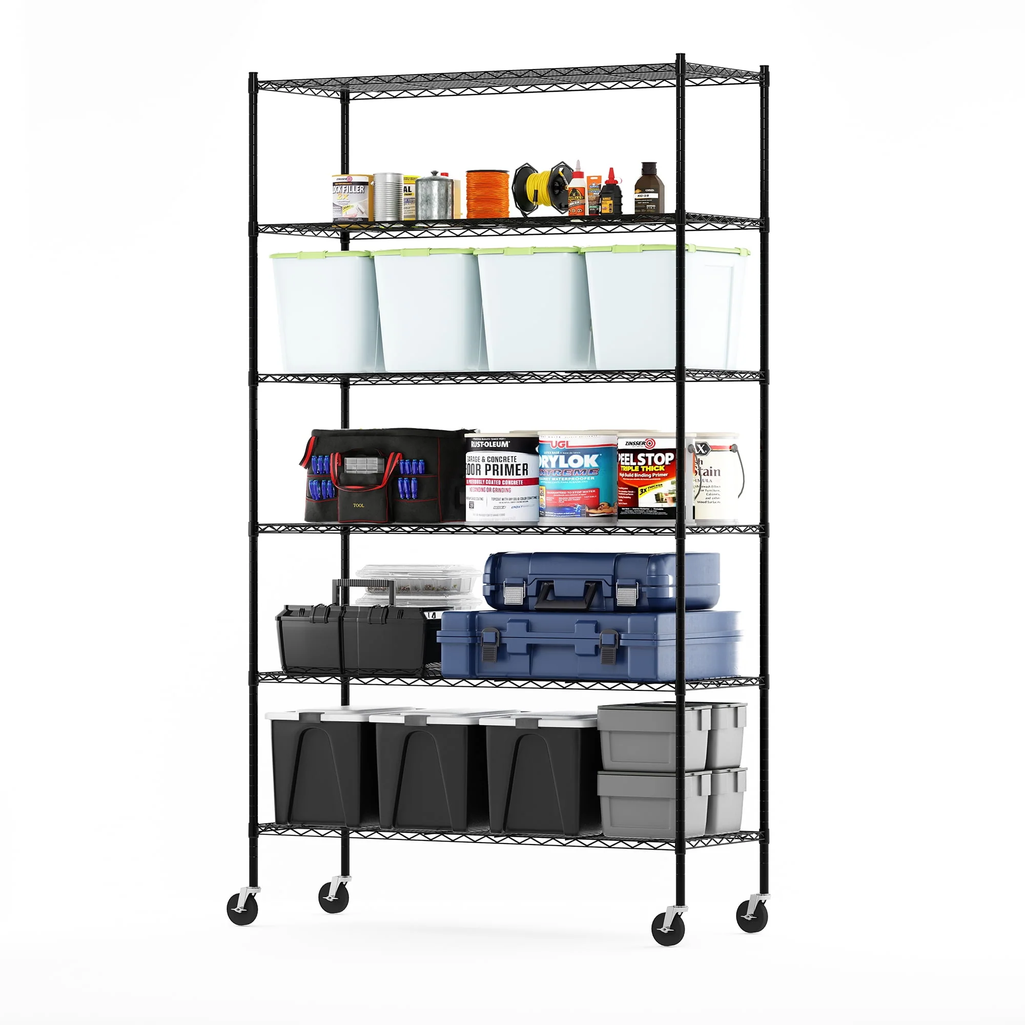 Furinno Wayar 6-Tier Metal Storage Shelf Rack, 48 x 18 x 82, Black - image 8