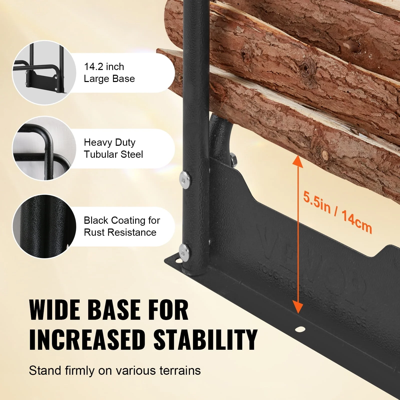 BENTISM 4.3ft Outdoor Firewood Rack with Cover Firewood Holder 52" x 14.2" x 46.1" - image 5