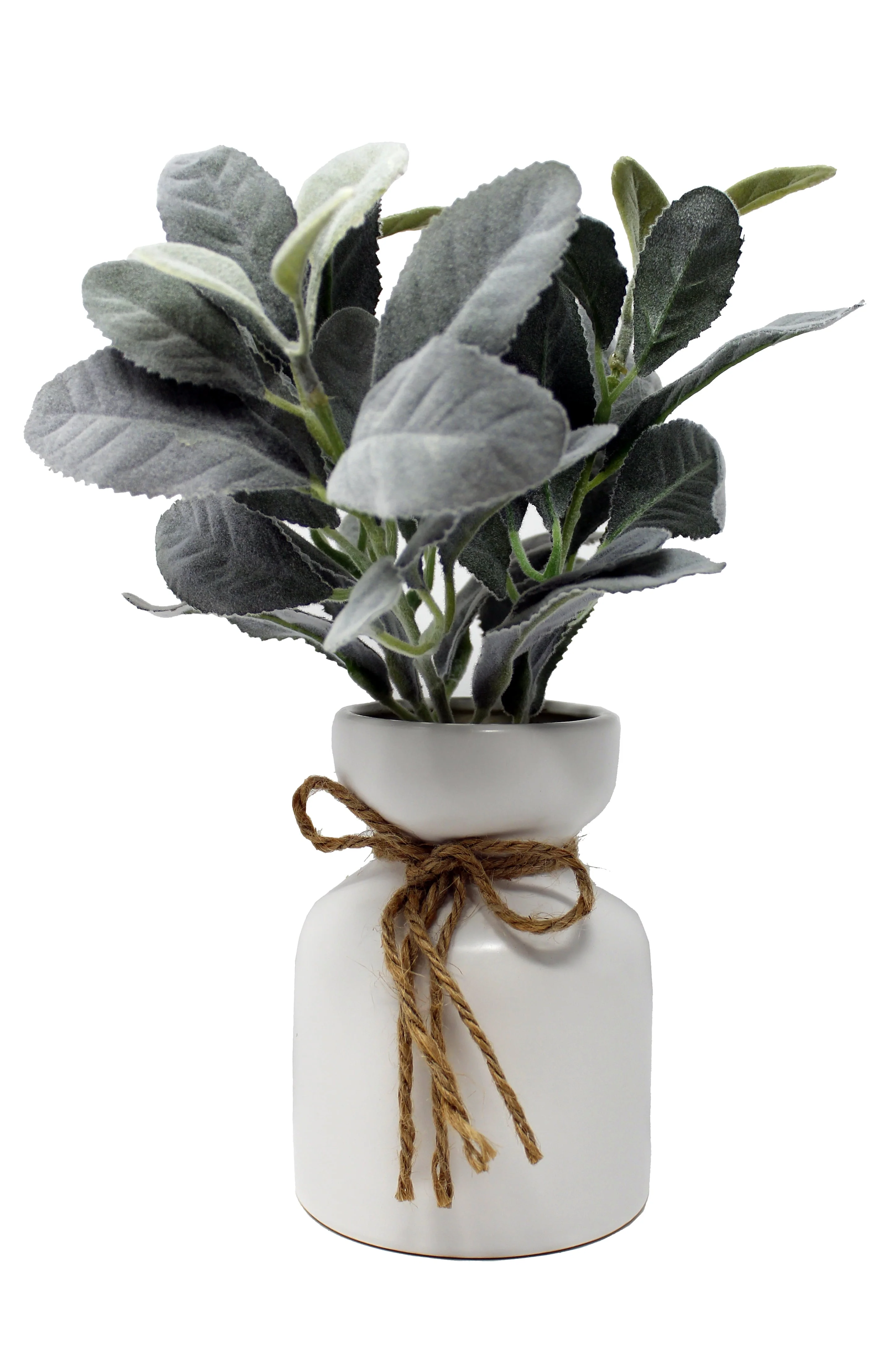 Mainstays Artificial Lamb's Ear in White Ceramic Pot (11.5"H x 7"W x 7"D) - image 3