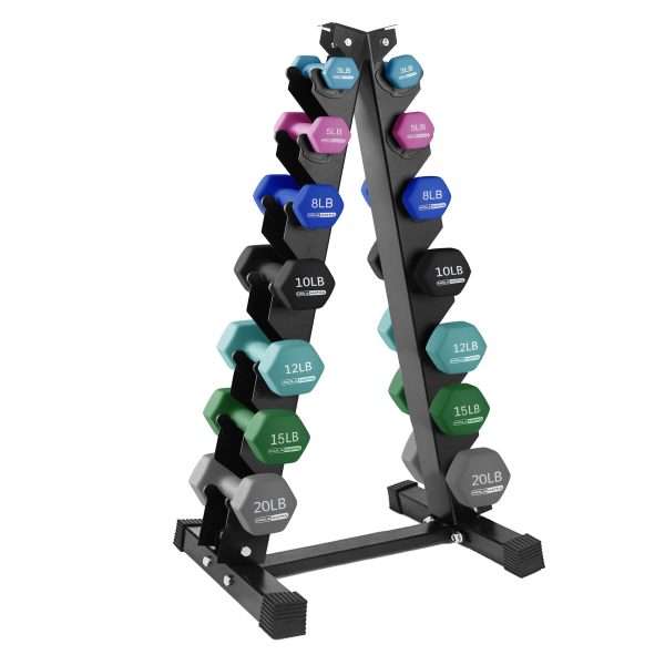 146 lb Dumbbell Set with Rack, Neoprene Coated Hex Dumbbells, 7-Pair Home Workout Weight Set - product image 1