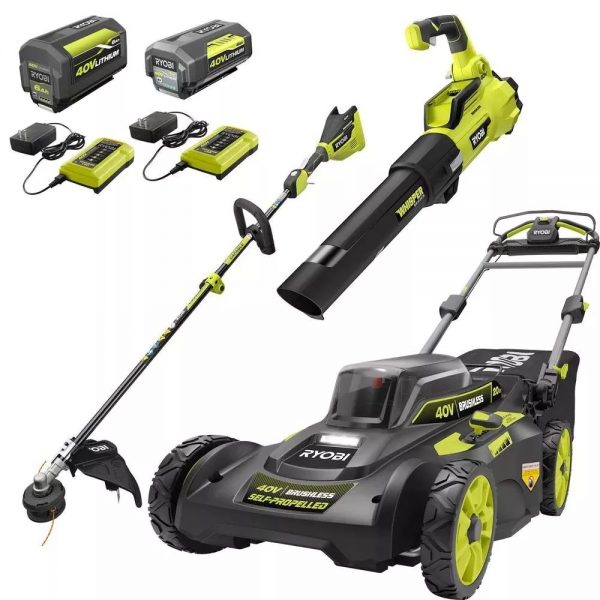 40V Brushless Cordless Lawn Tool Combo Kit - Self Propelled Mower String Trimmer and Blower with Batteries - product image 4