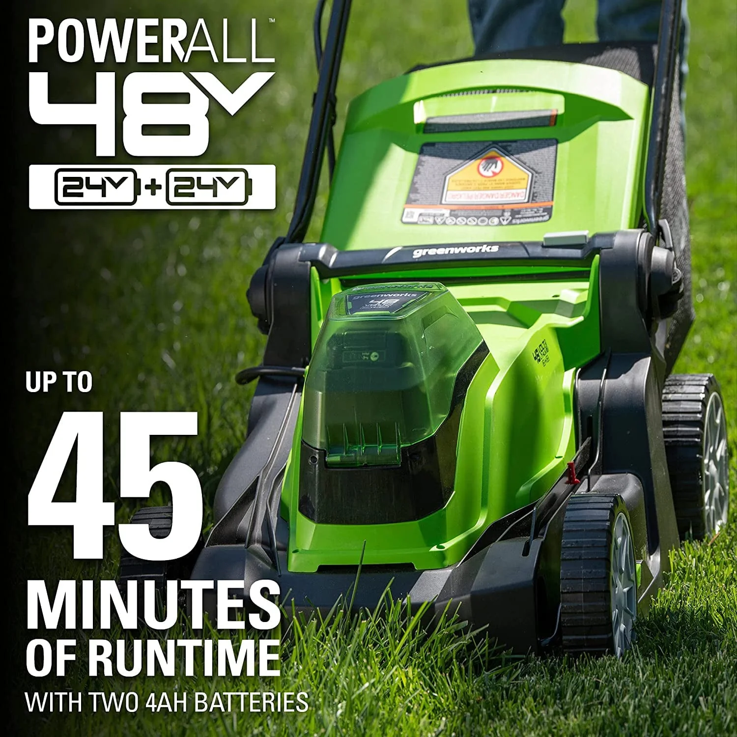 Greenworks 48V (2 x 24V) 17" Lawn Mower, With 2 x 24V 4Ah Batteries and Dual Port Charger - image 3