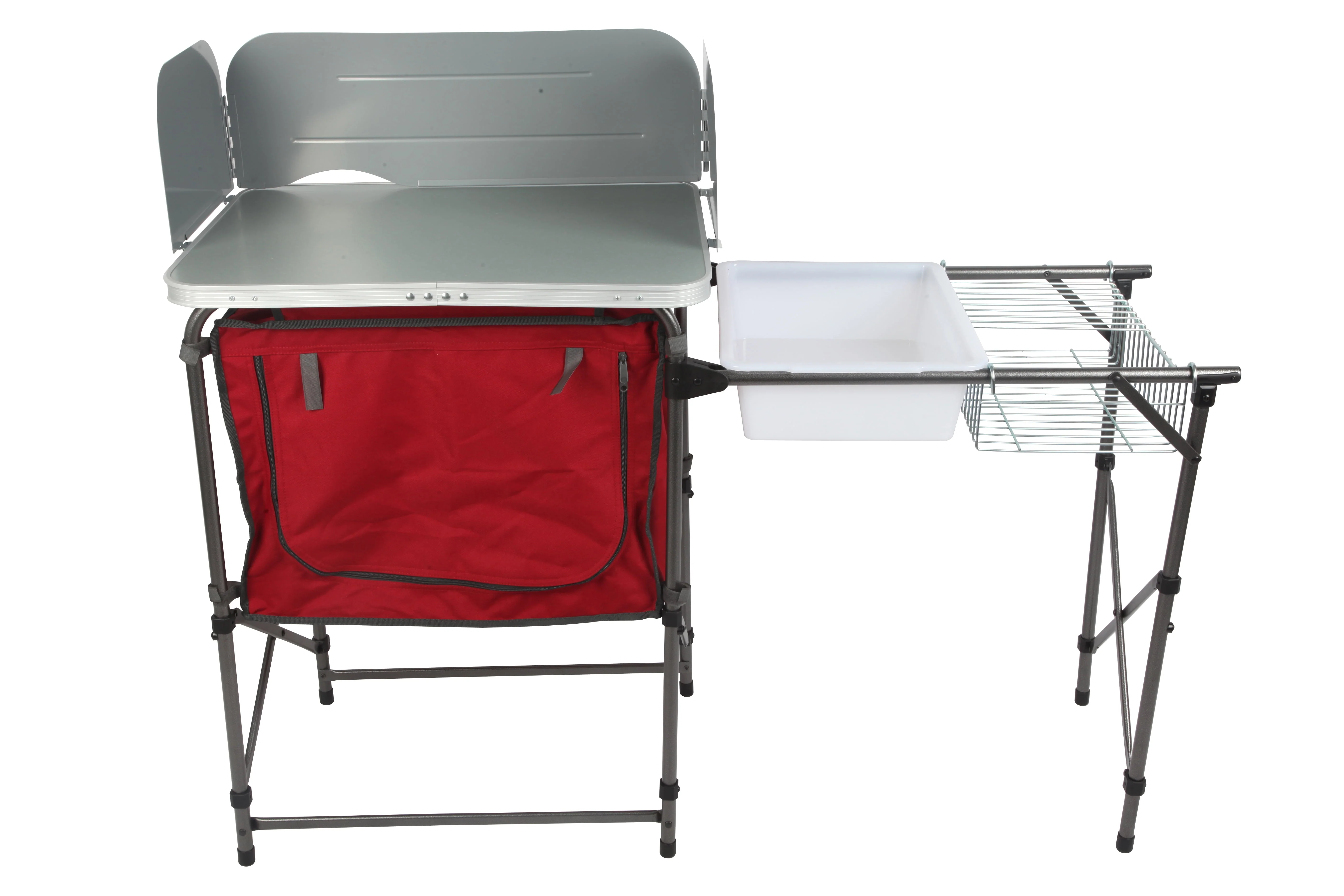 Trail Deluxe Camping Kitchen with Storage, Silver and Red, 31 Height" x 13 width" x 8.25 length" - image 4