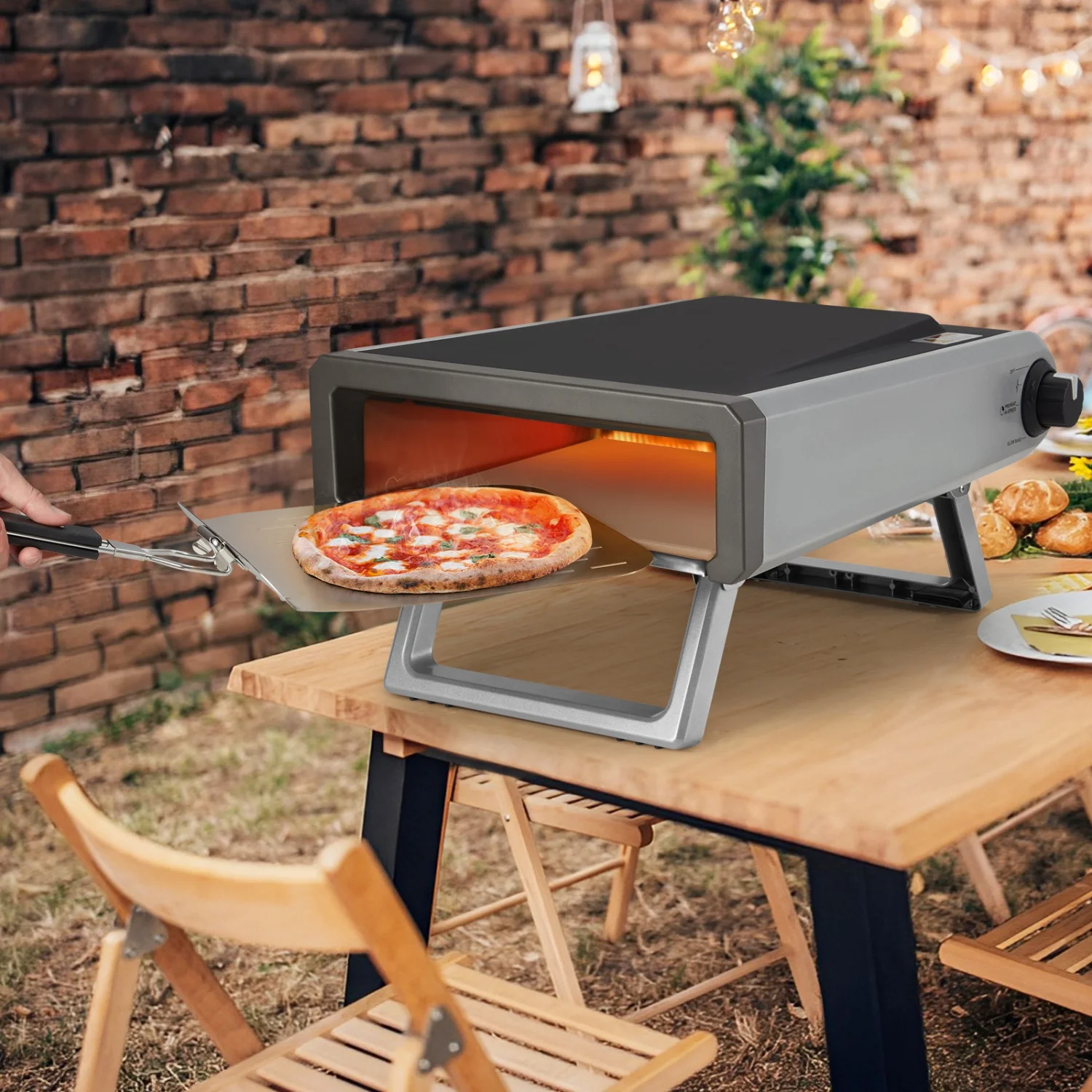Wildbreak Ourdoor Gas Propane Pizza Oven, 22.8 x 16.5 x 7.1", With Accessories Kit, Silver & Black - image 6