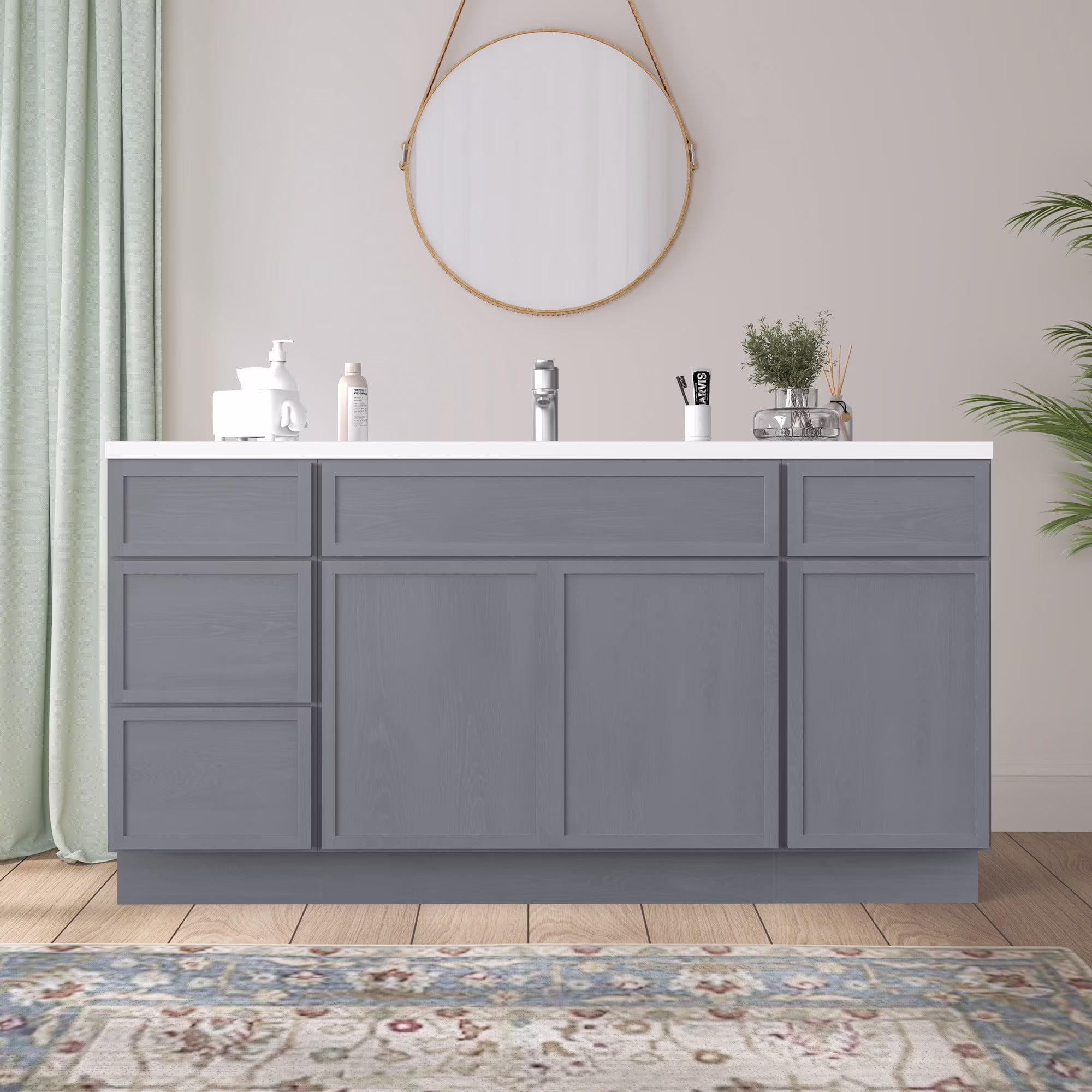 60 in. W x 21 in. D x 32.5 in. H Freestanding Bathroom Vanity Cabinet without Top in Smoky Gray - image 1