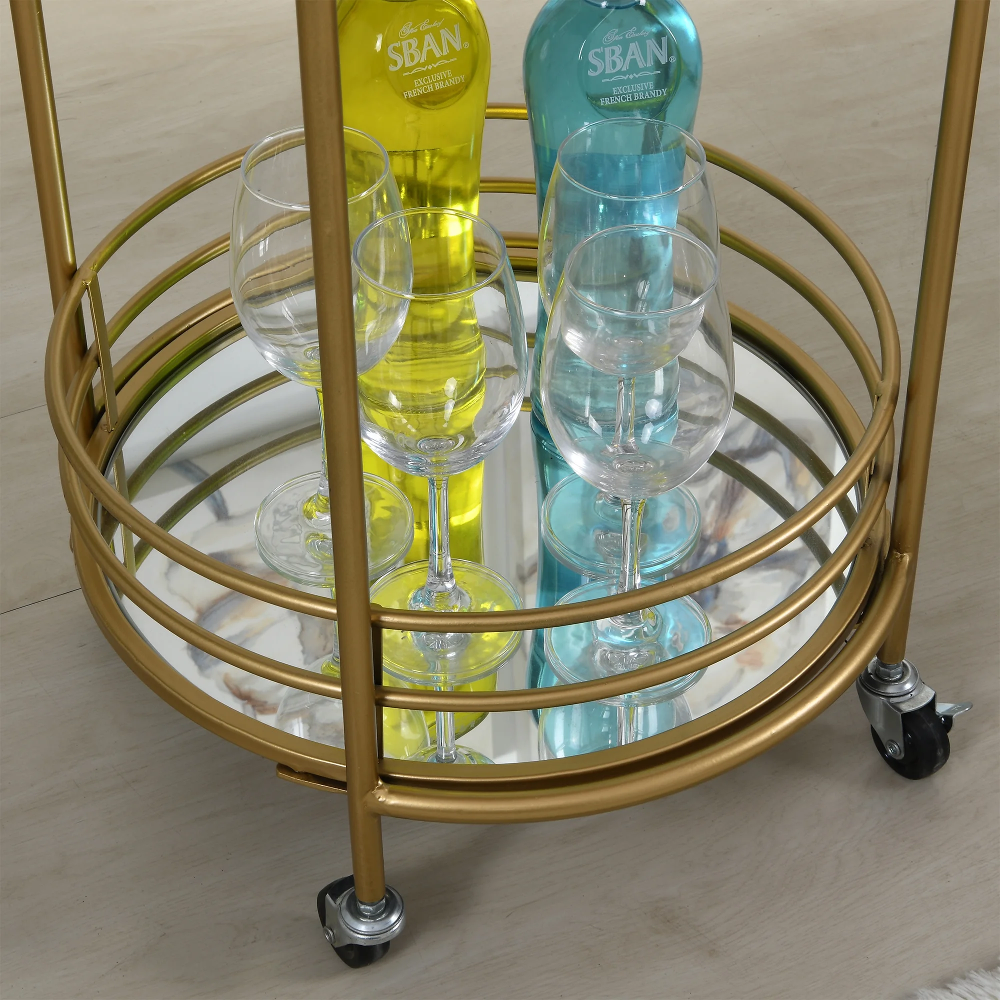 FirsTime & Co. Gold Joliet Mirrored Bar Cart, Industrial, Metal, 16 x 16 x 33.5 in - image 3