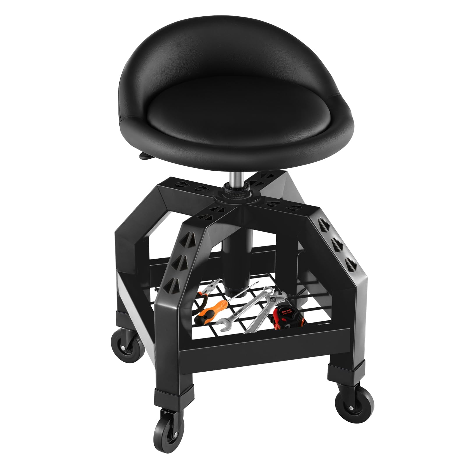 Rolling Mechanic Stool with Wheels - Adjustable Height Swivel Garage Seat with Tool Tray, 330 lb Capacity - product image 1