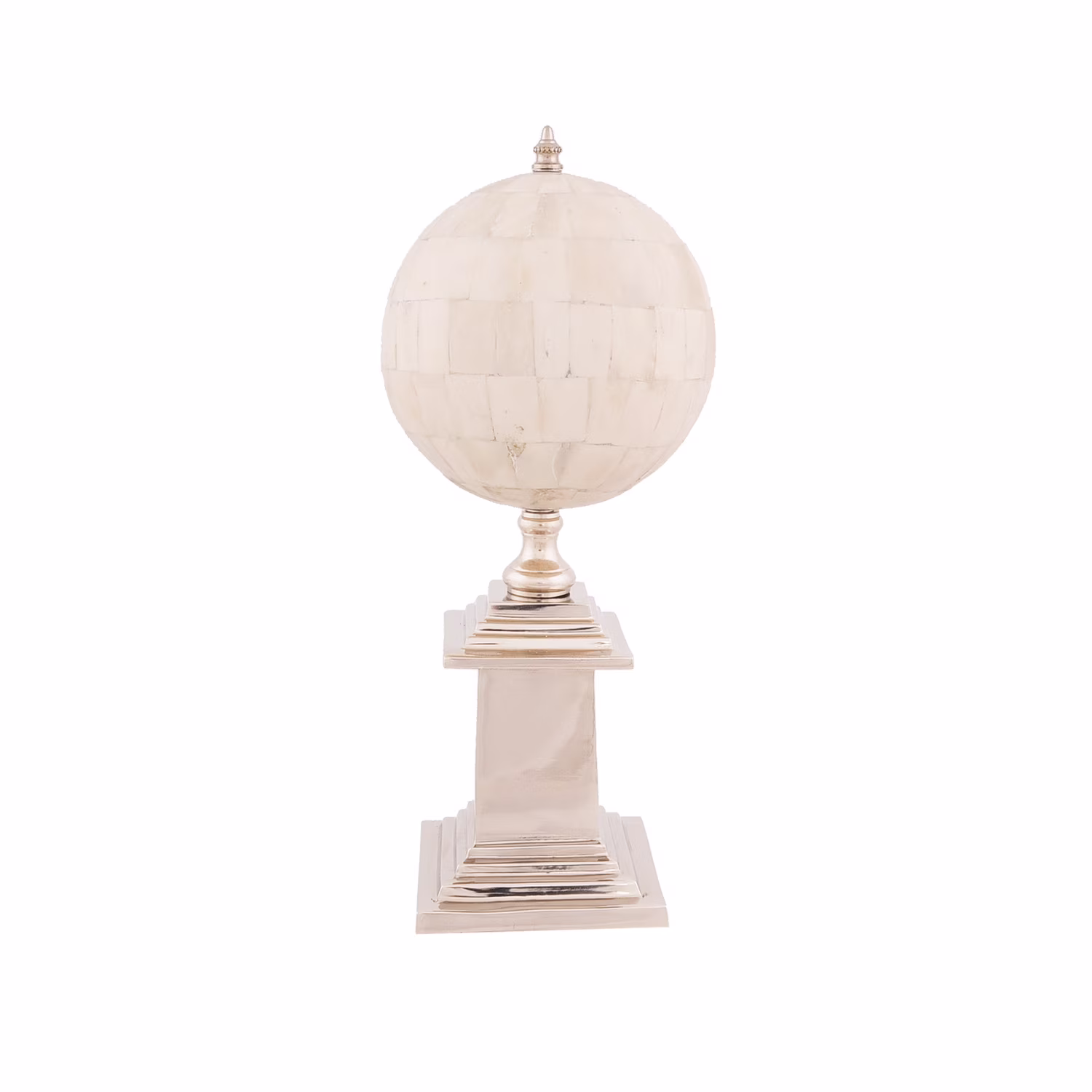 6.5" x 6.5" x 14.5" Bone Globe With Alluminum Base - image 1