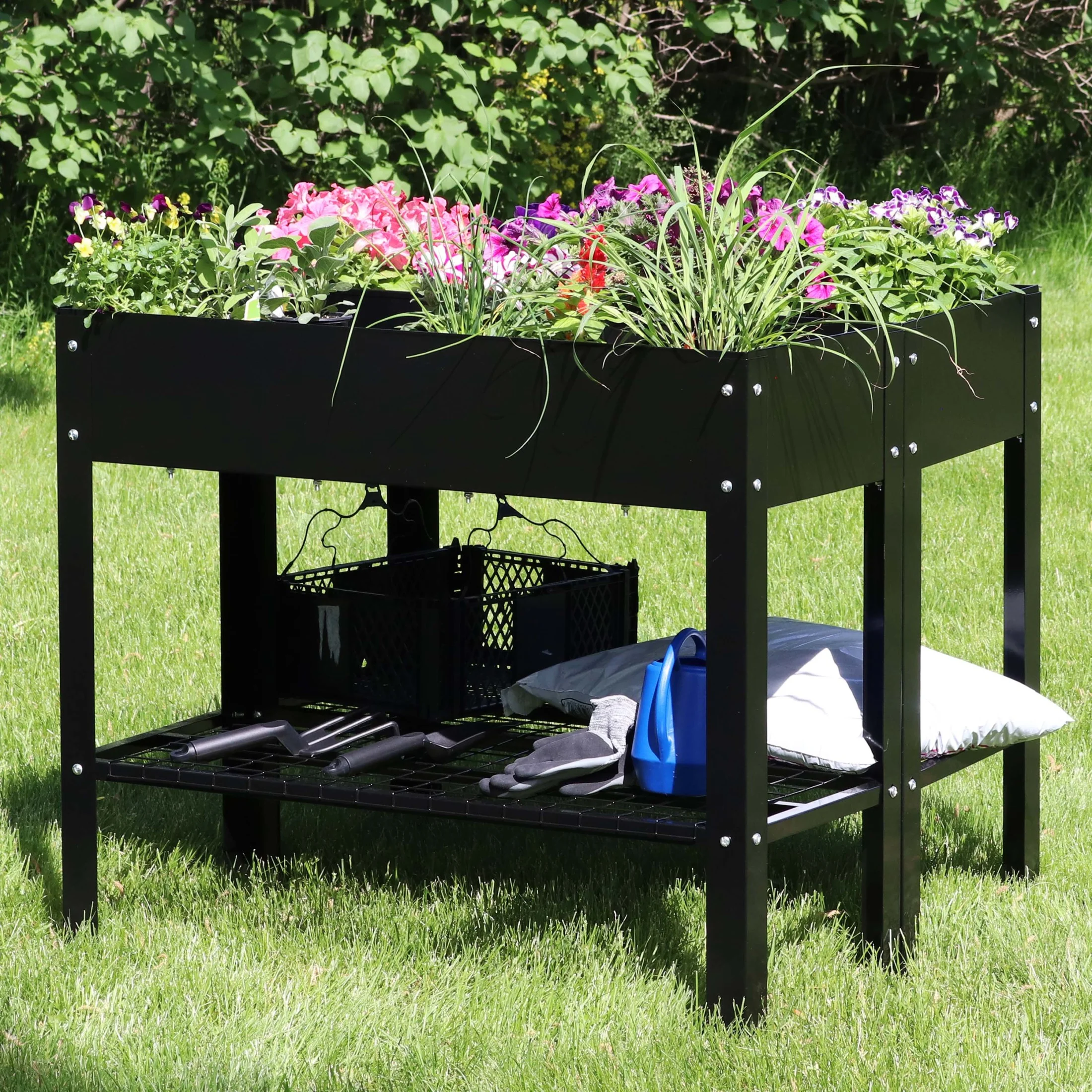 Sunnydaze 35.75" x 16" x 31.75" Black Galvanized Steel Raised Garden Bed, Set of 2 - image 7