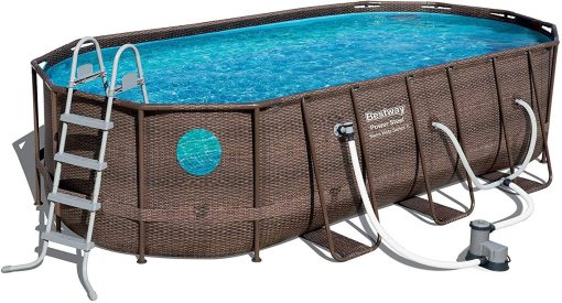 18 x 9 x 4 ft Steel Frame Swimming Pool Set with Filter and Ladder - product image 1
