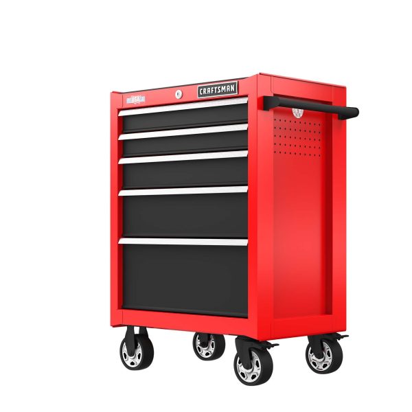 CRAFTSMAN 26-Inch 5-Drawer Steel Rolling Tool Cabinet, Red, 9,266 cu. in. Storage Capacity - product image 1