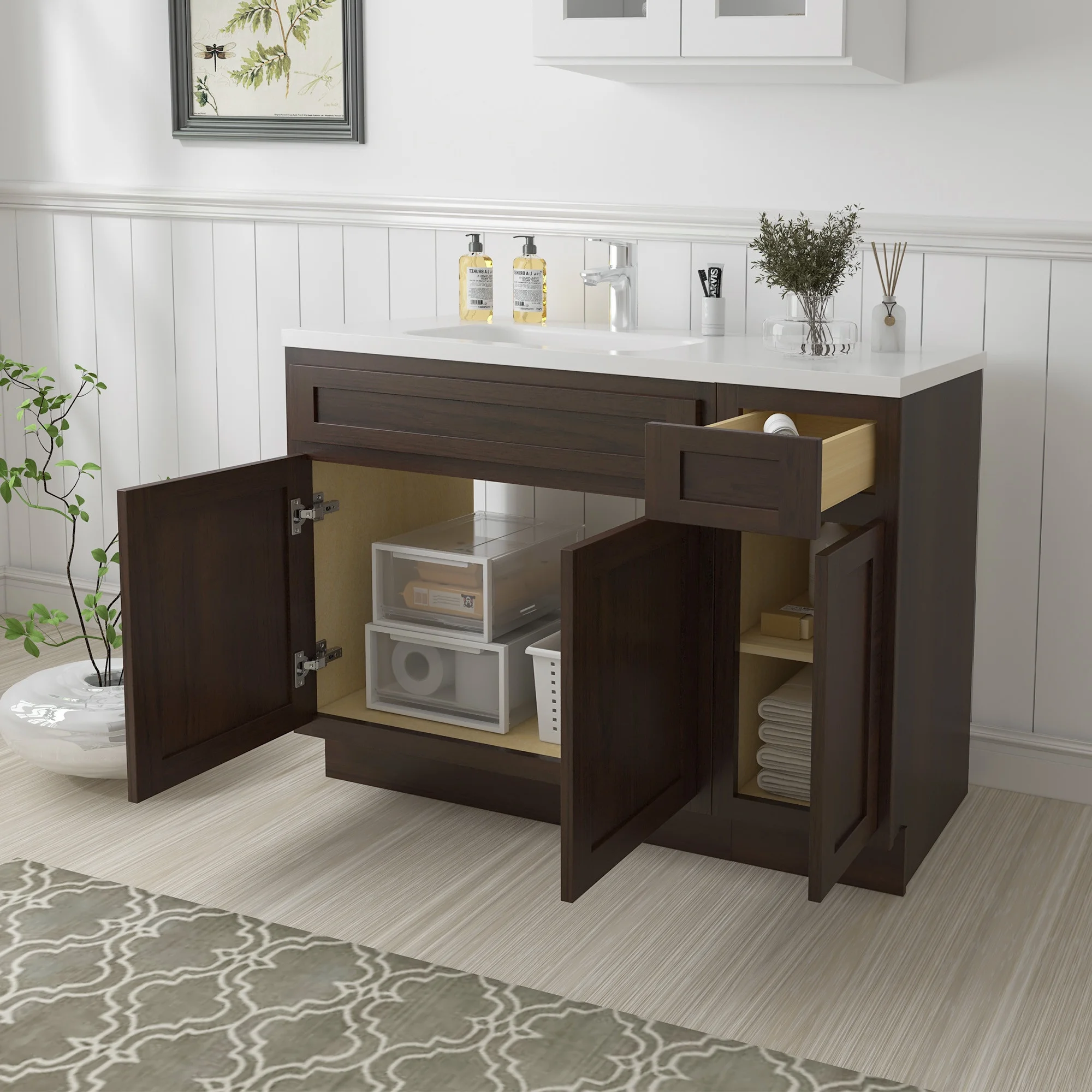 45 in. W x 21 in. D x 32.5 in. H Bath Vanity Cabinet without Top in Brown - image 8