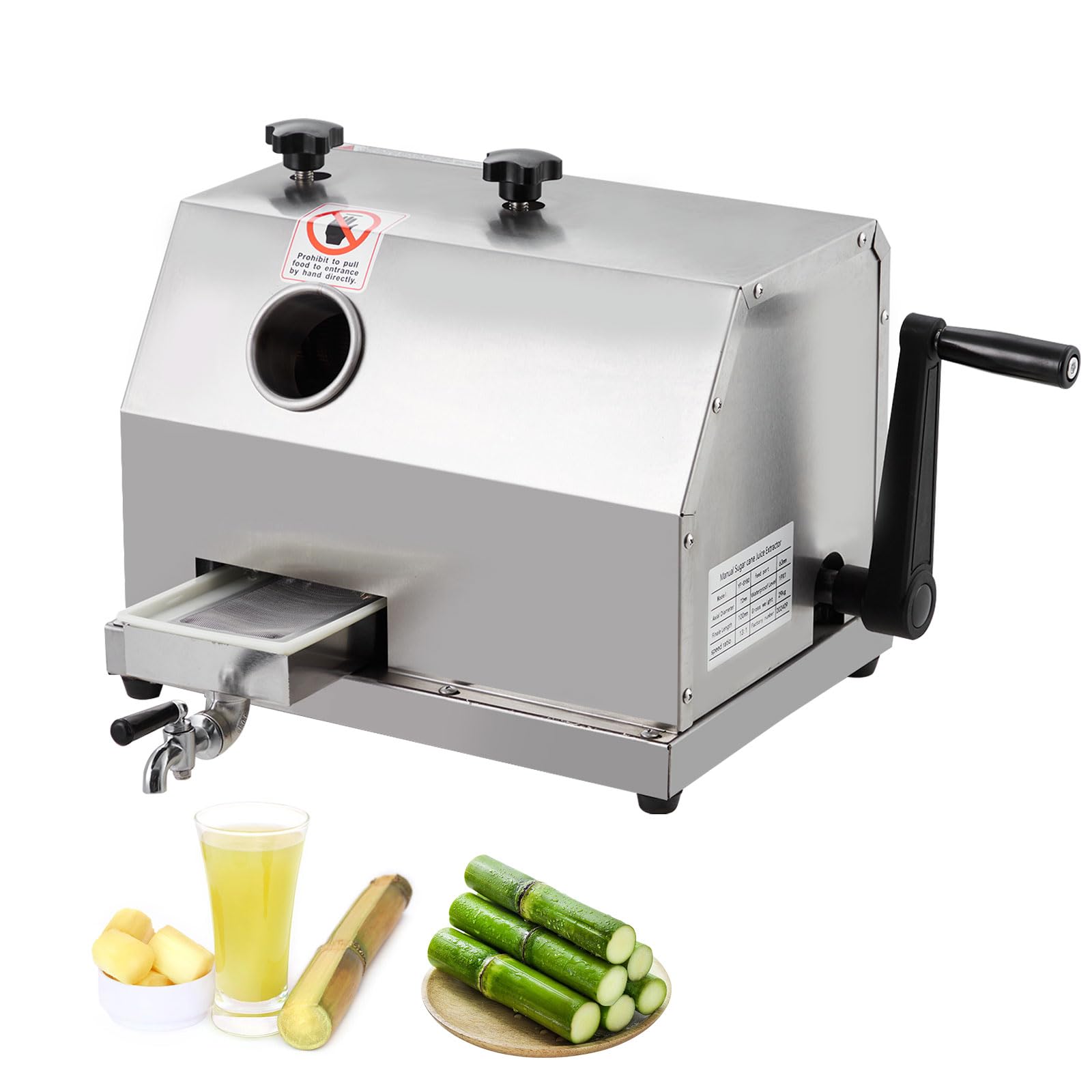 Manual Sugar Cane Juicer Machine - Stainless Steel Sugarcane Press with 3 Rollers and 110 lb/h Capacity - product image 2