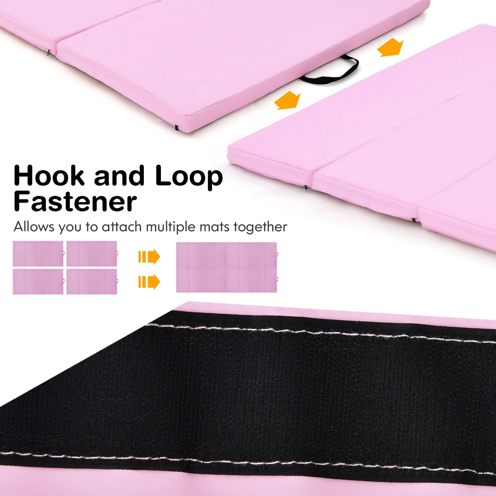 Gymax 8' x 4' x 2'' Folding Gymnastics Tumbling Mat Thickened Exercise Mat Pink - image 8