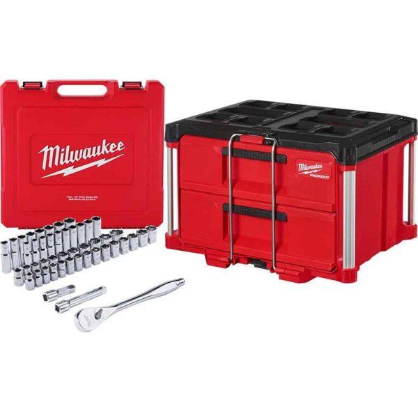 1/2 in. Drive SAE/Metric Mechanics Tool Set (47-Piece) with 2-Drawer Tool Box - product image 1