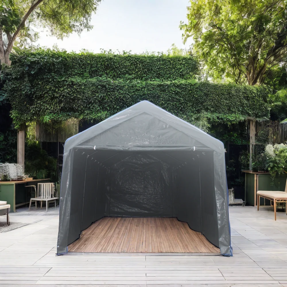 Seizeen 154.30 x 115.40 x 100.80 inches White Carport - image 5