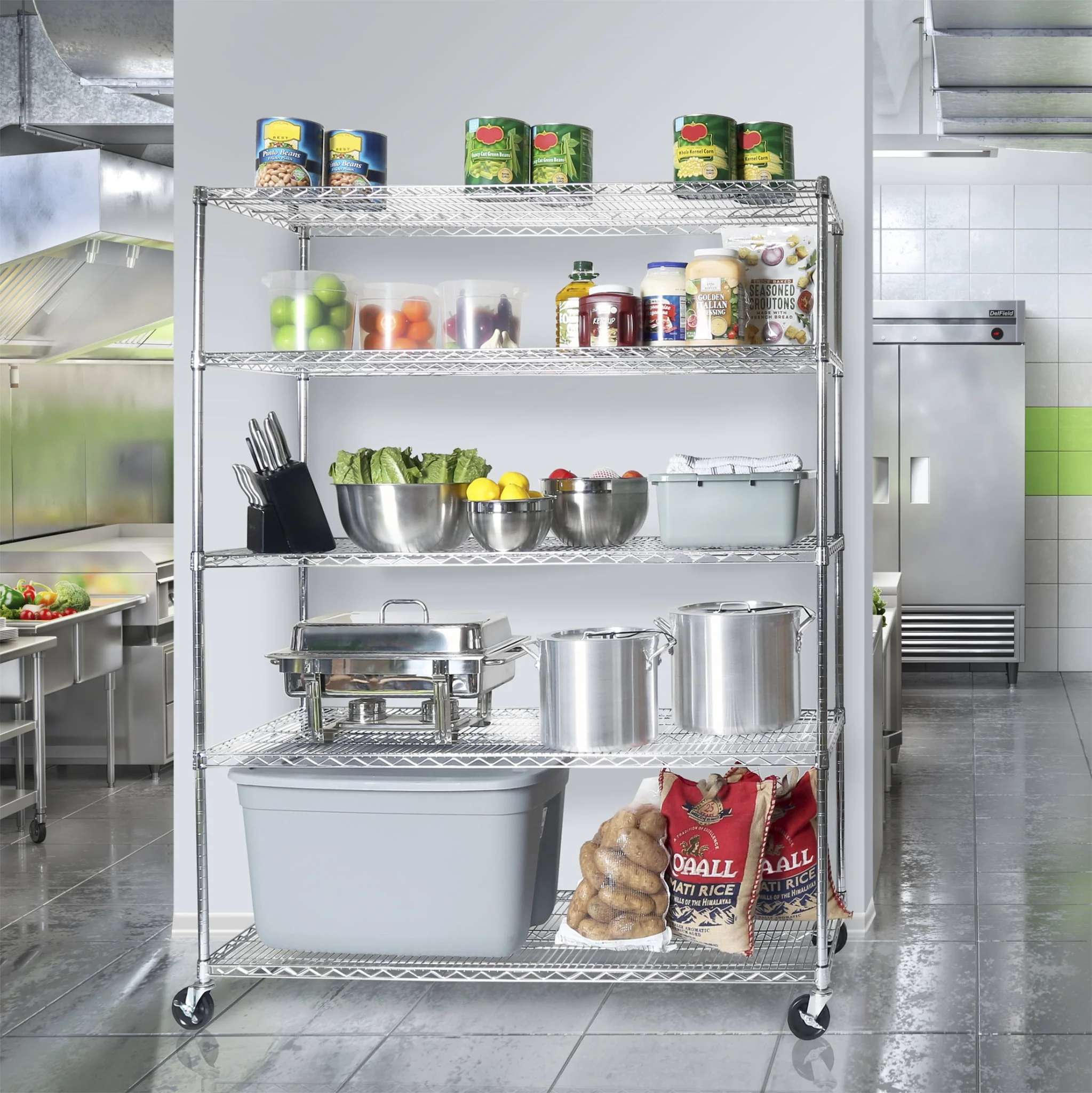 Seville Classics 60"W x 24"L x 72"H 5-Shelf Steel Wire Freestanding Shelves, Silver - image 2