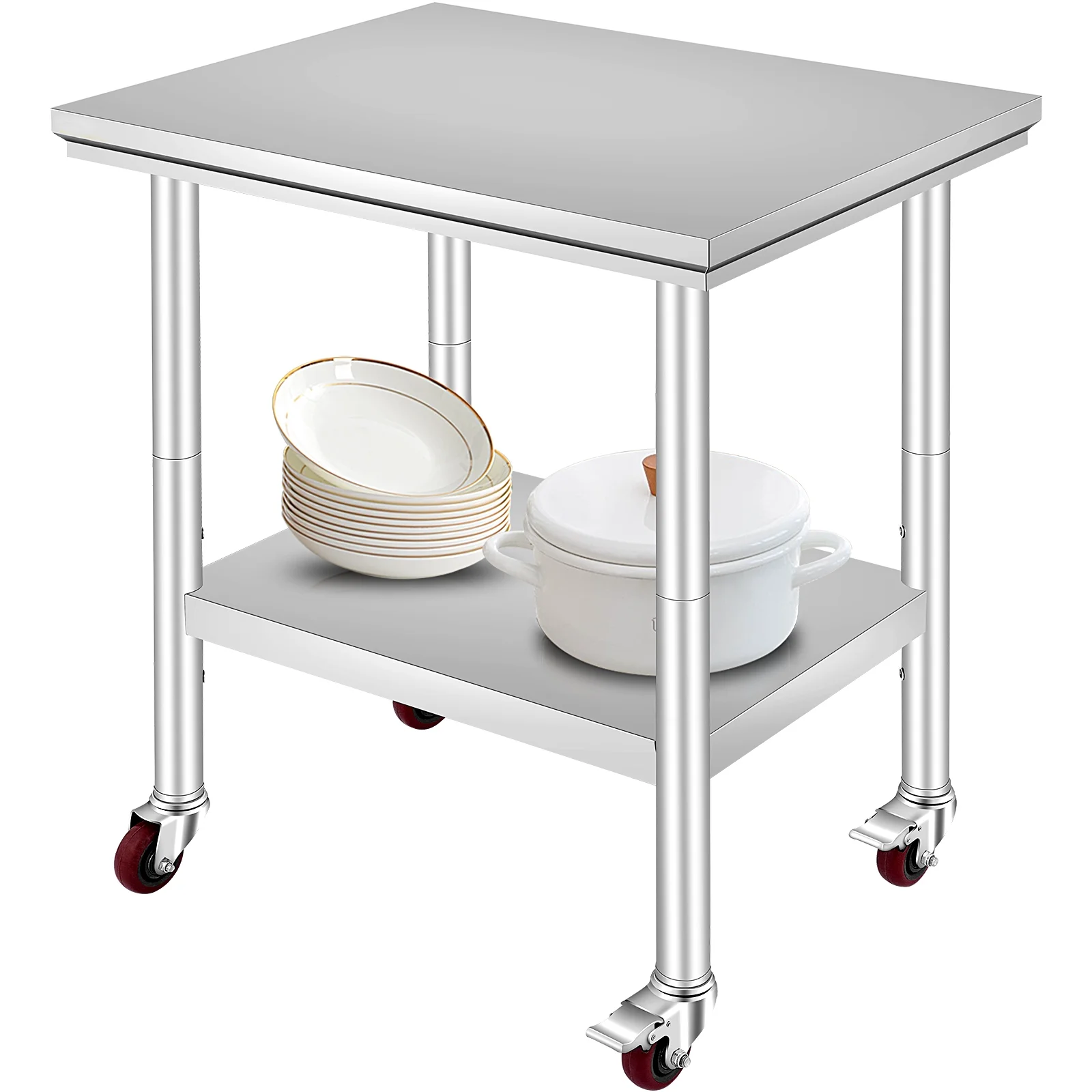 KFFKFF Stainless Steel Work Table with Wheels 24 x 30 Prep Table with casters Heavy Duty Work Table for Commercial Kitchen Restaurant Business (24 x - image 8